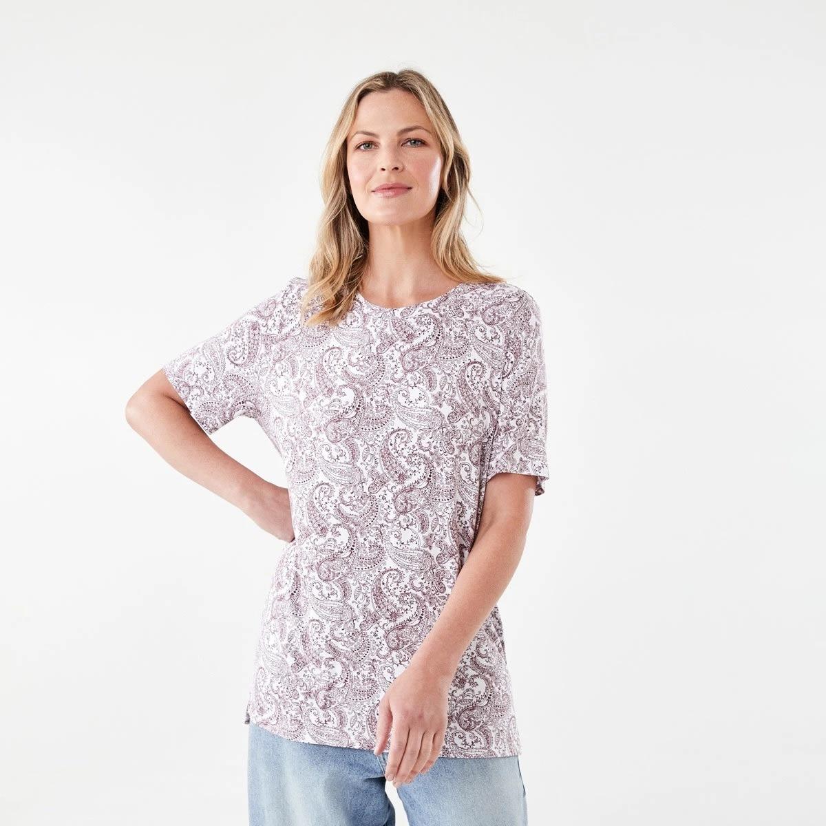 1 Short Sleeve Stepped Hem Tunic PAISLEY WHITE, 1 of 6