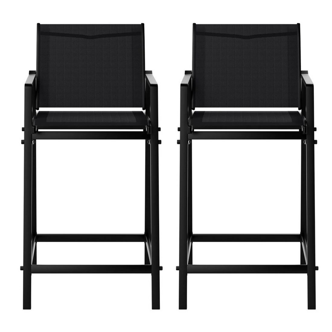 3 Gardeon 2PC Outdoor Bar Stools Steel Dining Chairs Patio Furniture Garden - Black, 3 of 6