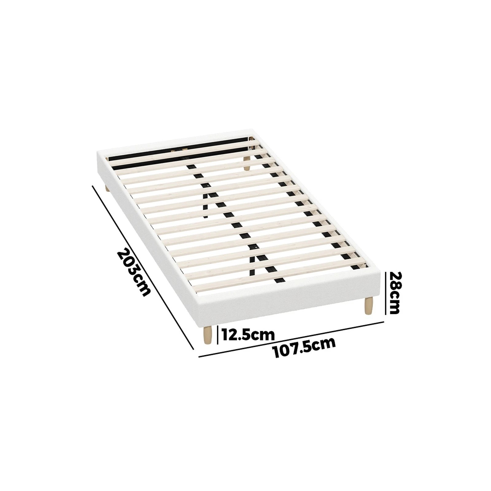 10 Oikiture King Single Bed Base Boucle Bed Frame
 - White, 10 of 10