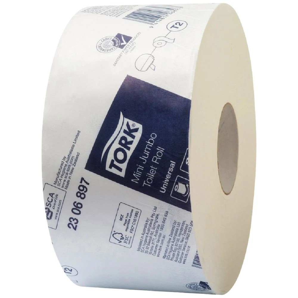 2 Tork Universal 1 Ply Mini Jumbo Roll Toilet Paper 12 Pack, 2 of 2