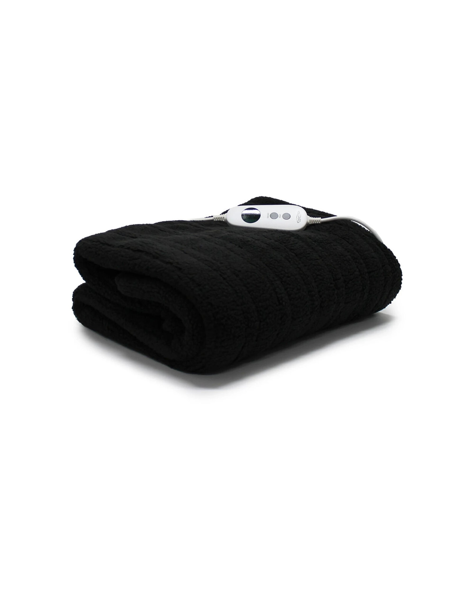 2 Onkaparinga Teddy Fleece Heated Throw/Electric Blanket w/LED Heat Control - Charcoal, 2 of 2