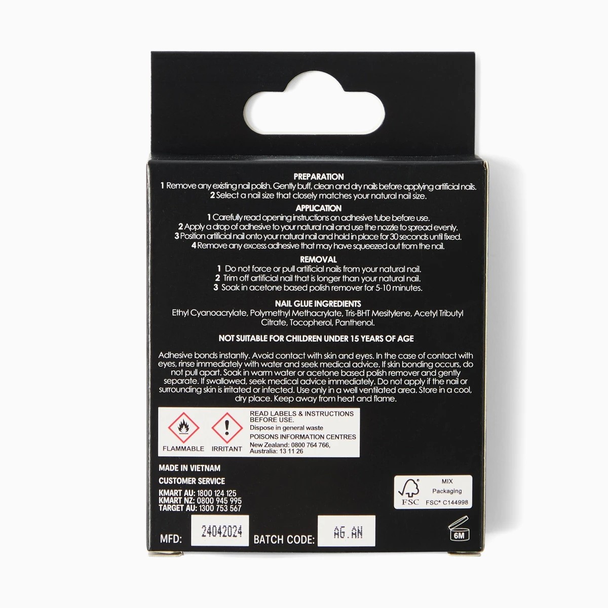 2 OXX Cosmetics 24 Pack Artificial Nails with Adhesive - Almond Shape, Black and Silver Glitter, 2 of 4