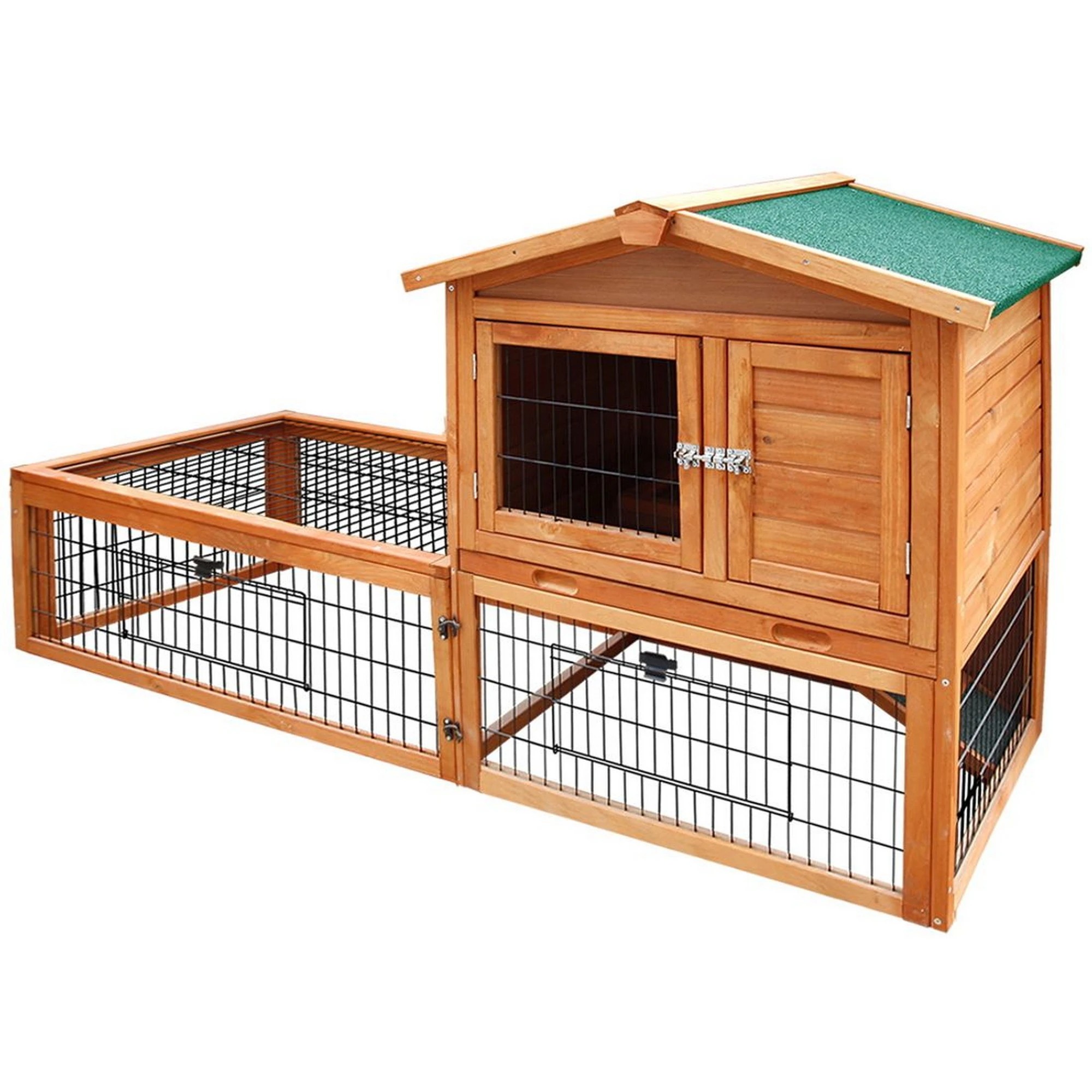 4 i.Pet Chicken Coop Rabbit Hutch Large Run Wooden Cage Pet House Outdoor Bunny - Brown, 4 of 9