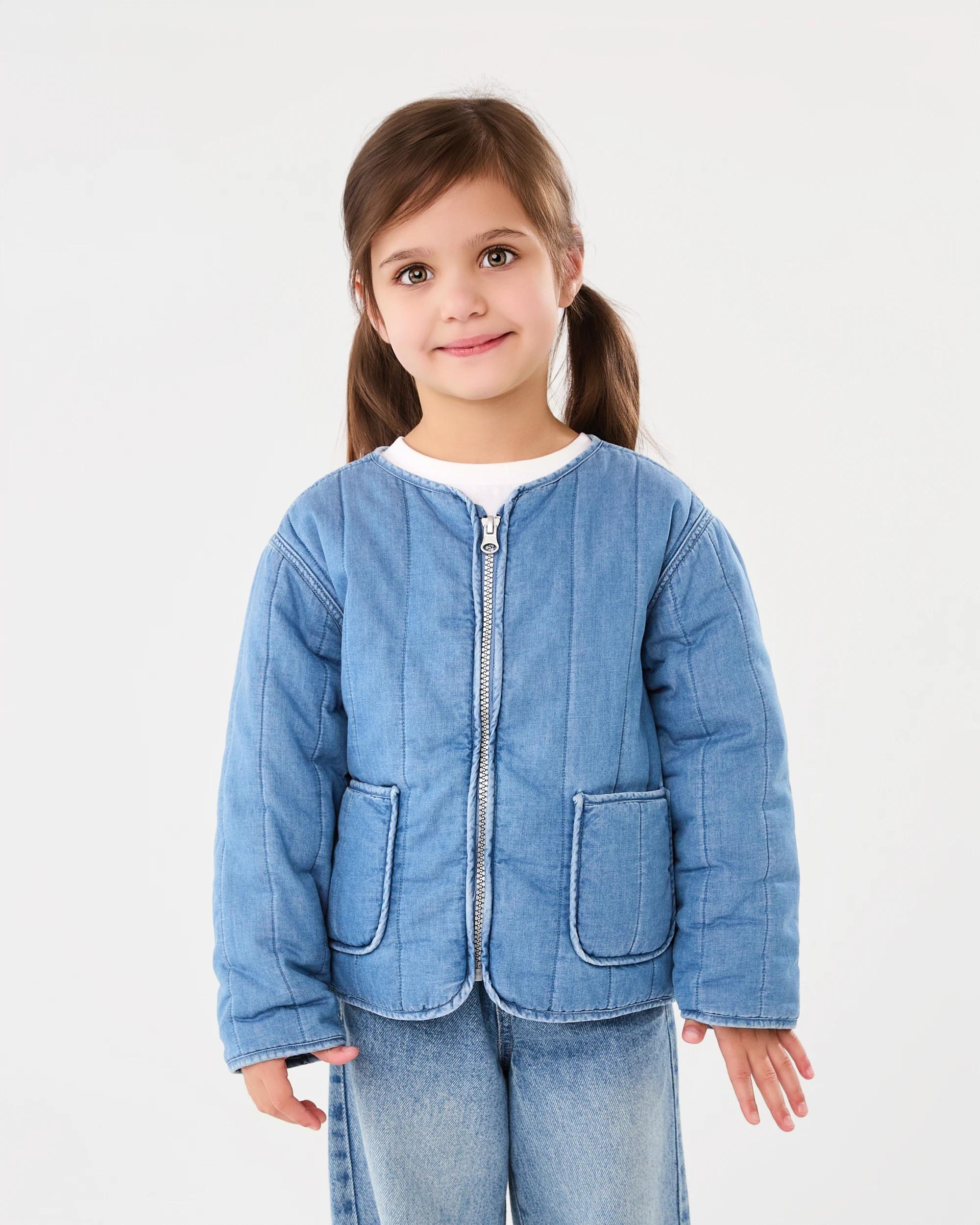 1 Chambray Padded Jacket Mid Denim, 1 of 8