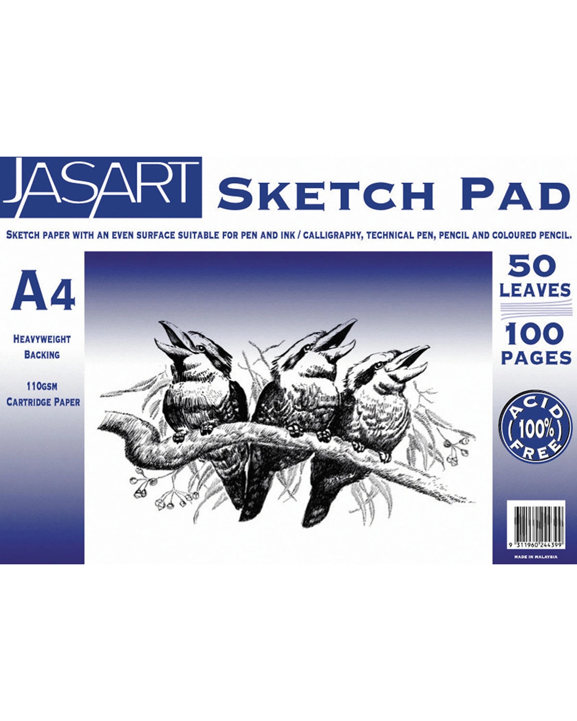 2 Jasart 3PK A4 Sketch Pad 100 Pages Drawing Painting Cartridge Paper - Natural, 2 of 2