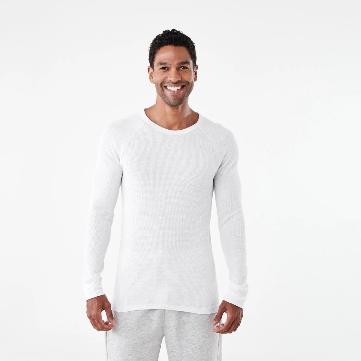 1 Long Sleeve Mini Waffle Thermal Top White, 1 of 5