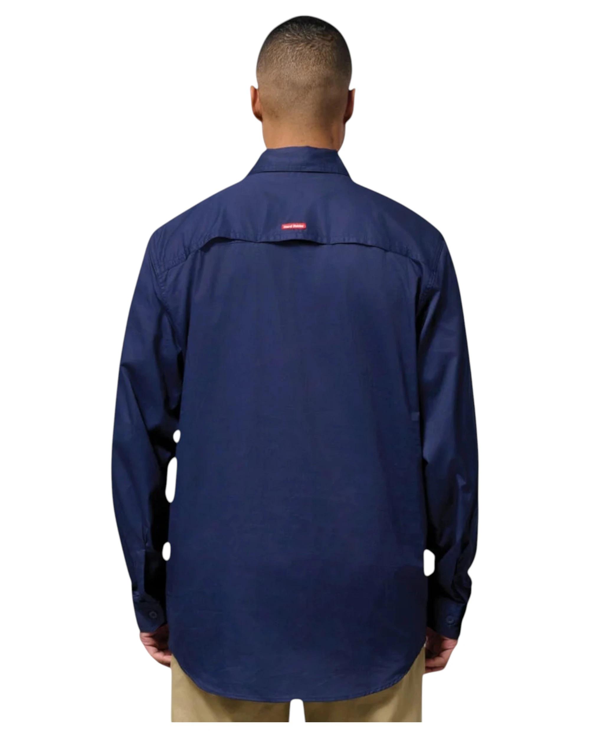 2 Hard Yakka Mens Long Sleeve Lightweight Drill Ventilated Shirt Navy NAVY, 2 of 8
