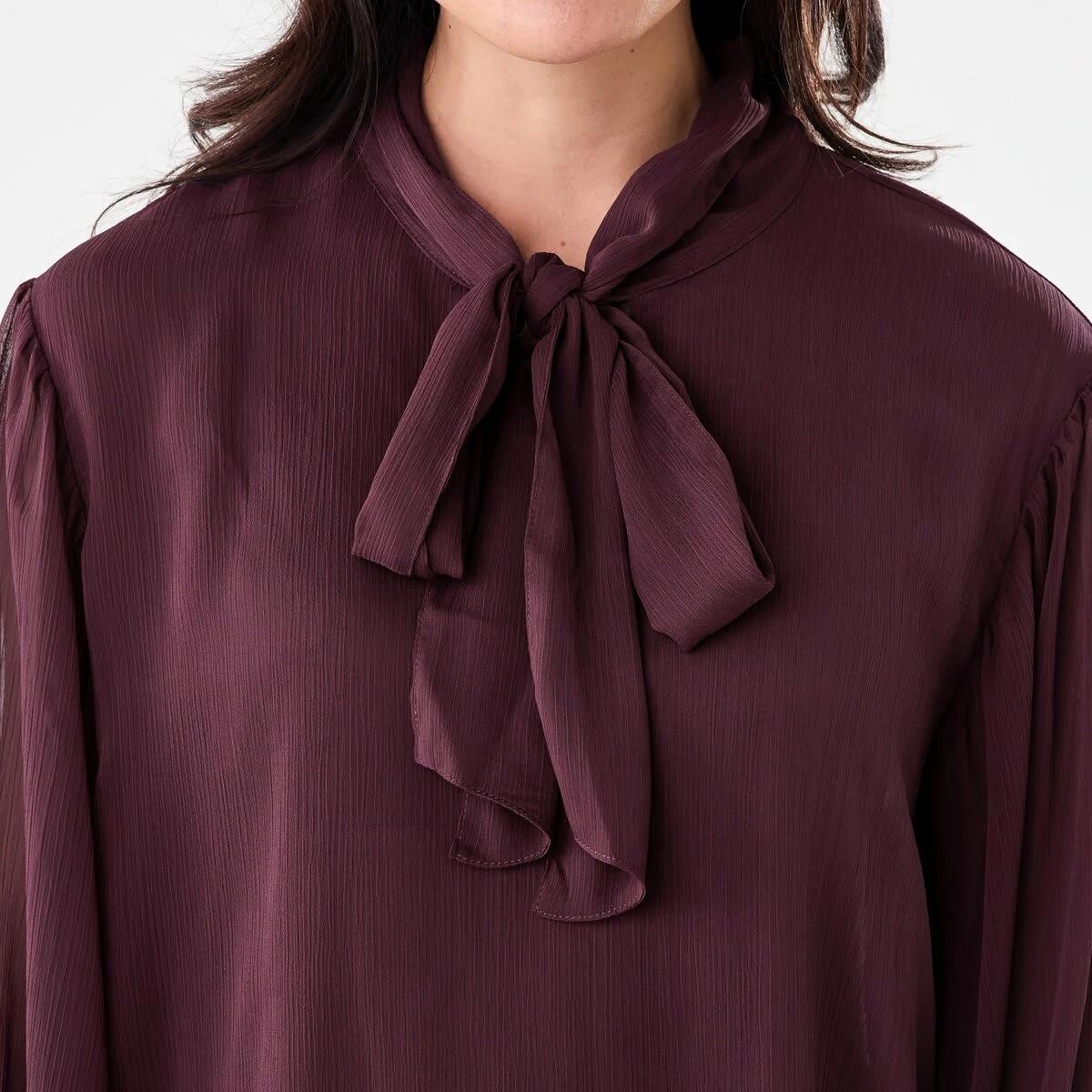 5 Long Sleeve Neck Tie Blouse Mulberry, 5 of 6