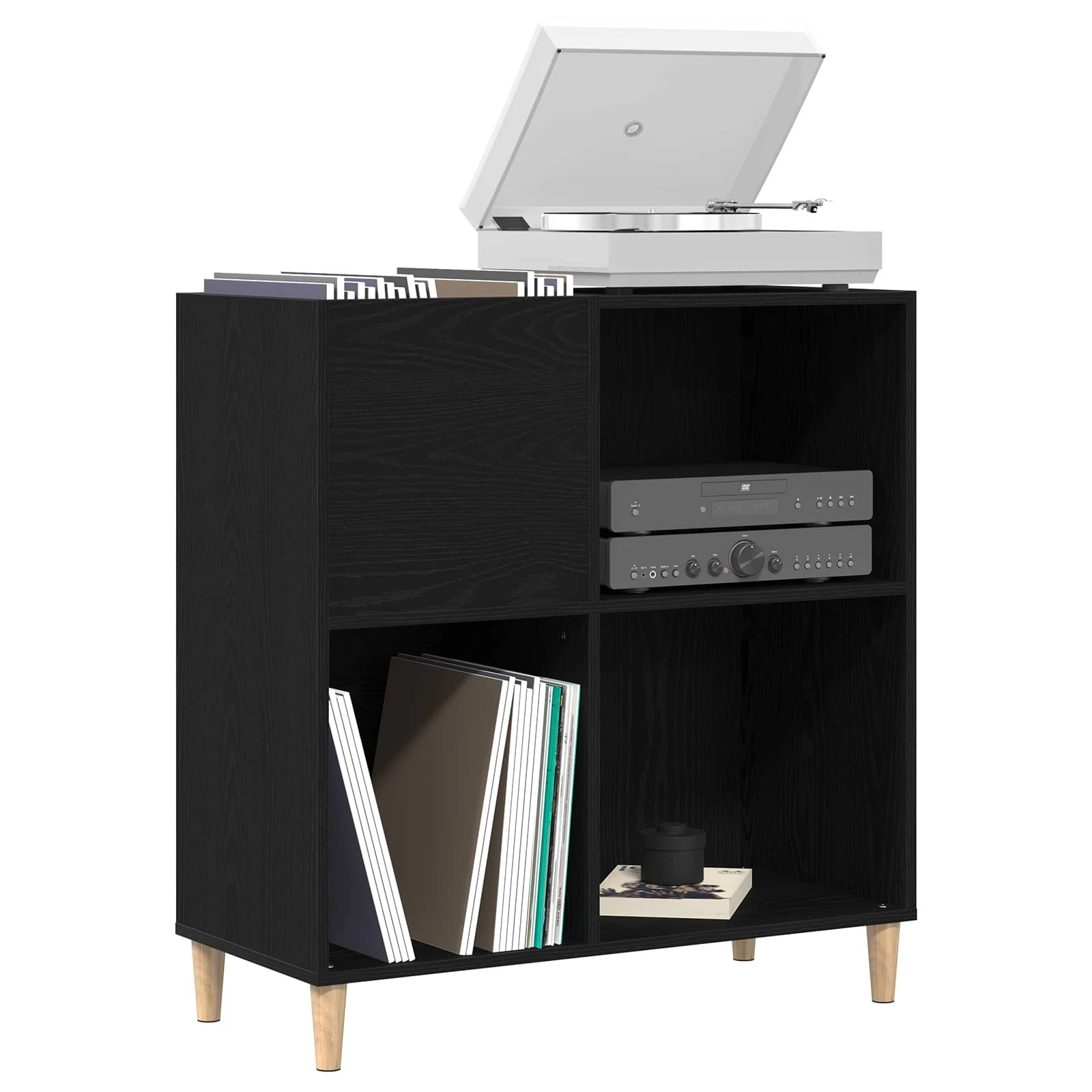 3 vidaXL Record Cabinet with Ample Storage Ample Storage - Black, 3 of 10