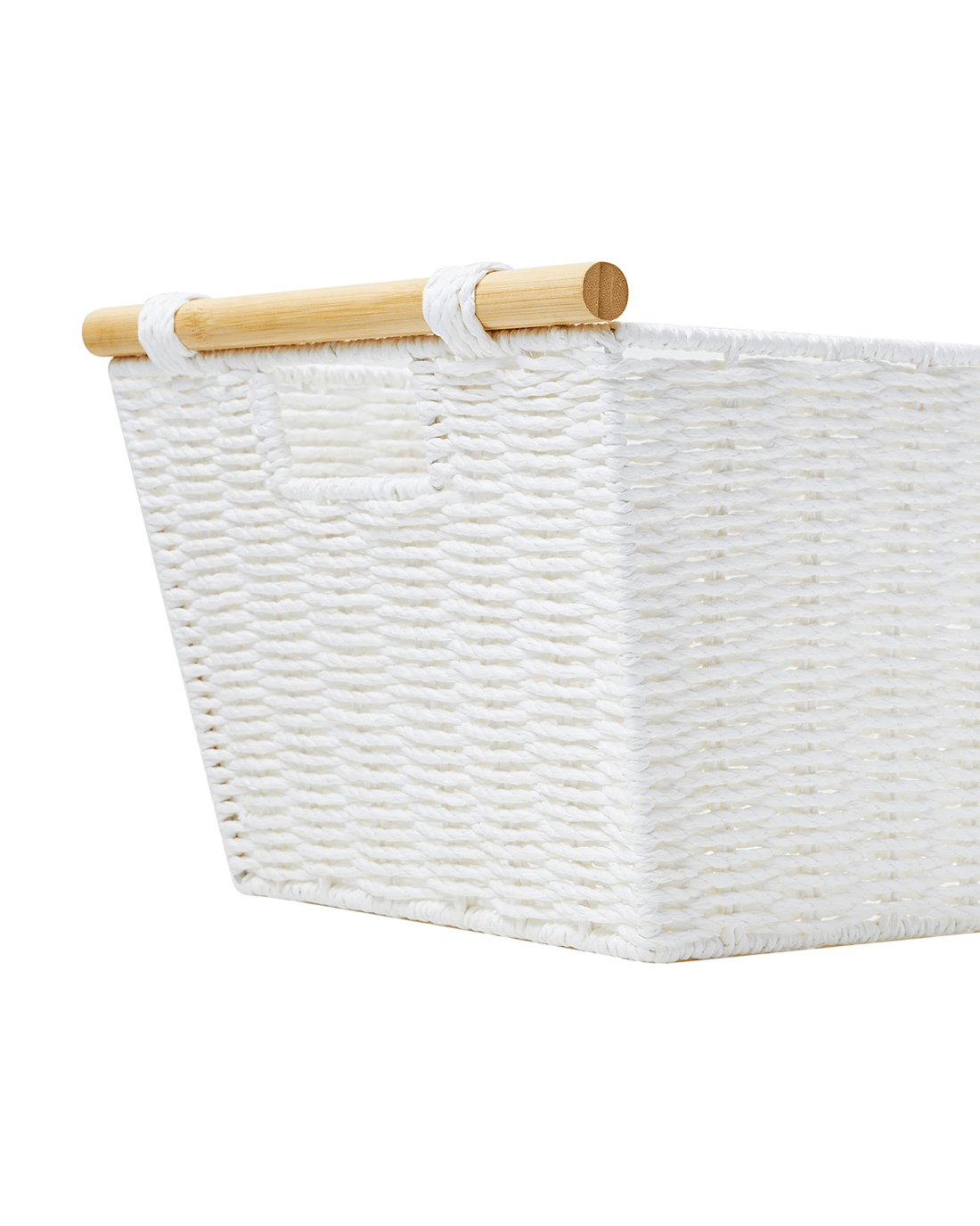 6 Rectangle Bamboo Handle Basket - Medium, White, 6 of 8