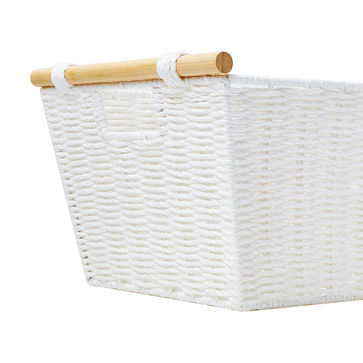 6 Rectangle Bamboo Handle Basket - Medium, White, 6 of 8