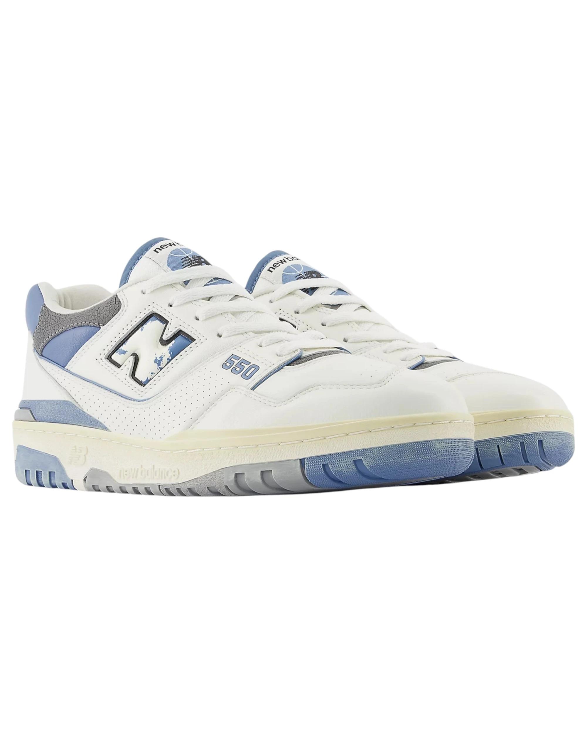 4 New Balance Mens 550 White/ Blue Athletic Shoes WHITE/BLUE, 4 of 6