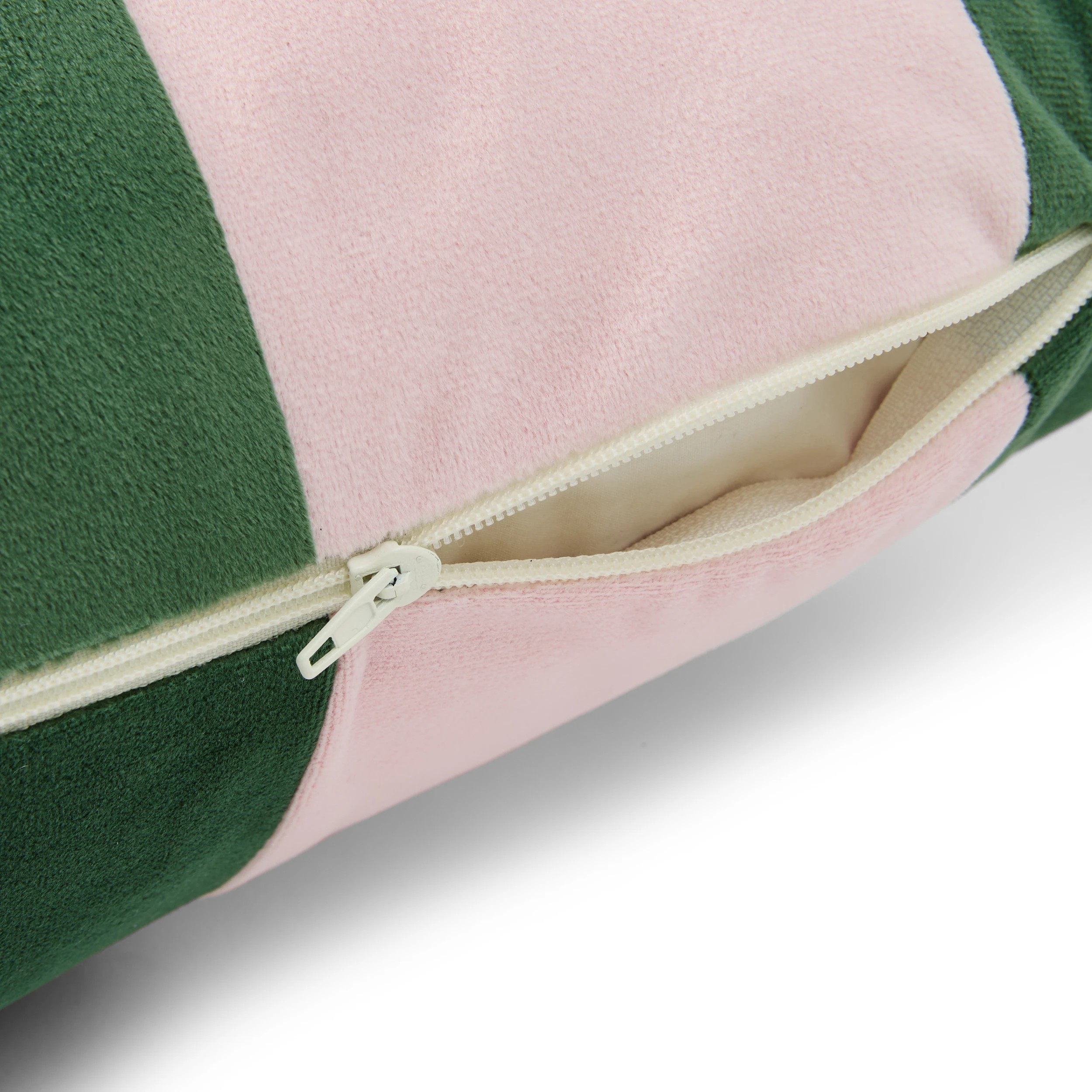 6 60cm Stripe Velvet Cushion Cover - Pesto and Pink, 6 of 6