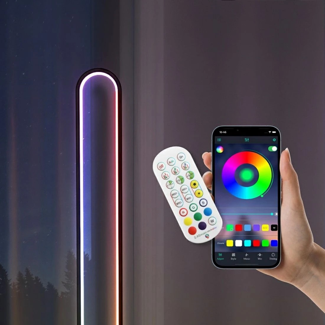 5 Artiss RGB LED Floor Lamp Remote Control Corner Light Stand Gaming Room 118CM - Black, 5 of 6