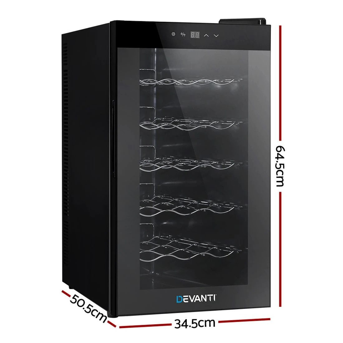 1 Devanti Wine Fridge Cooler 18 Bottles - Black, 1 of 8