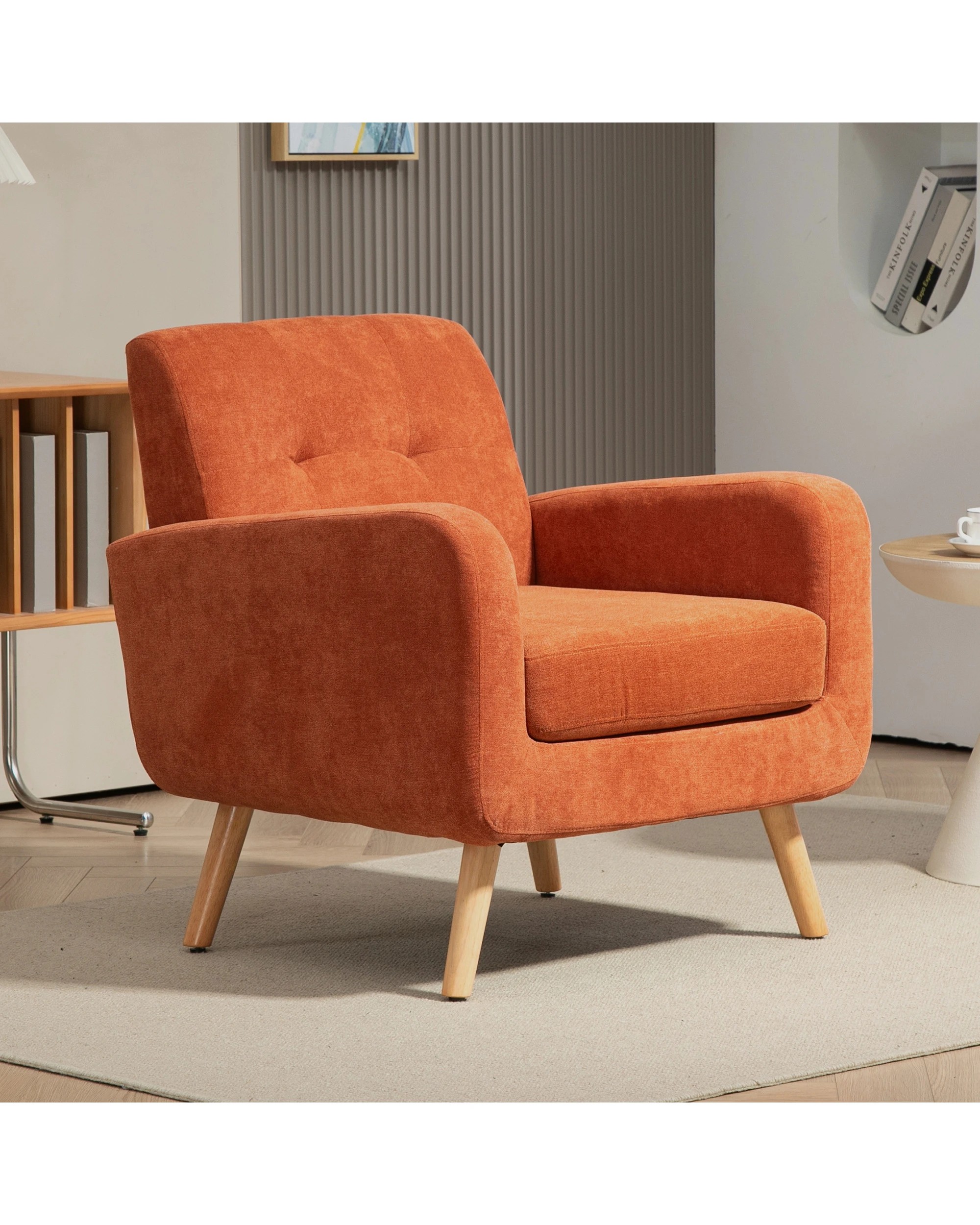 2 IHOMDEC Upholstered Tub Armchair - Orange - Orange, 2 of 10