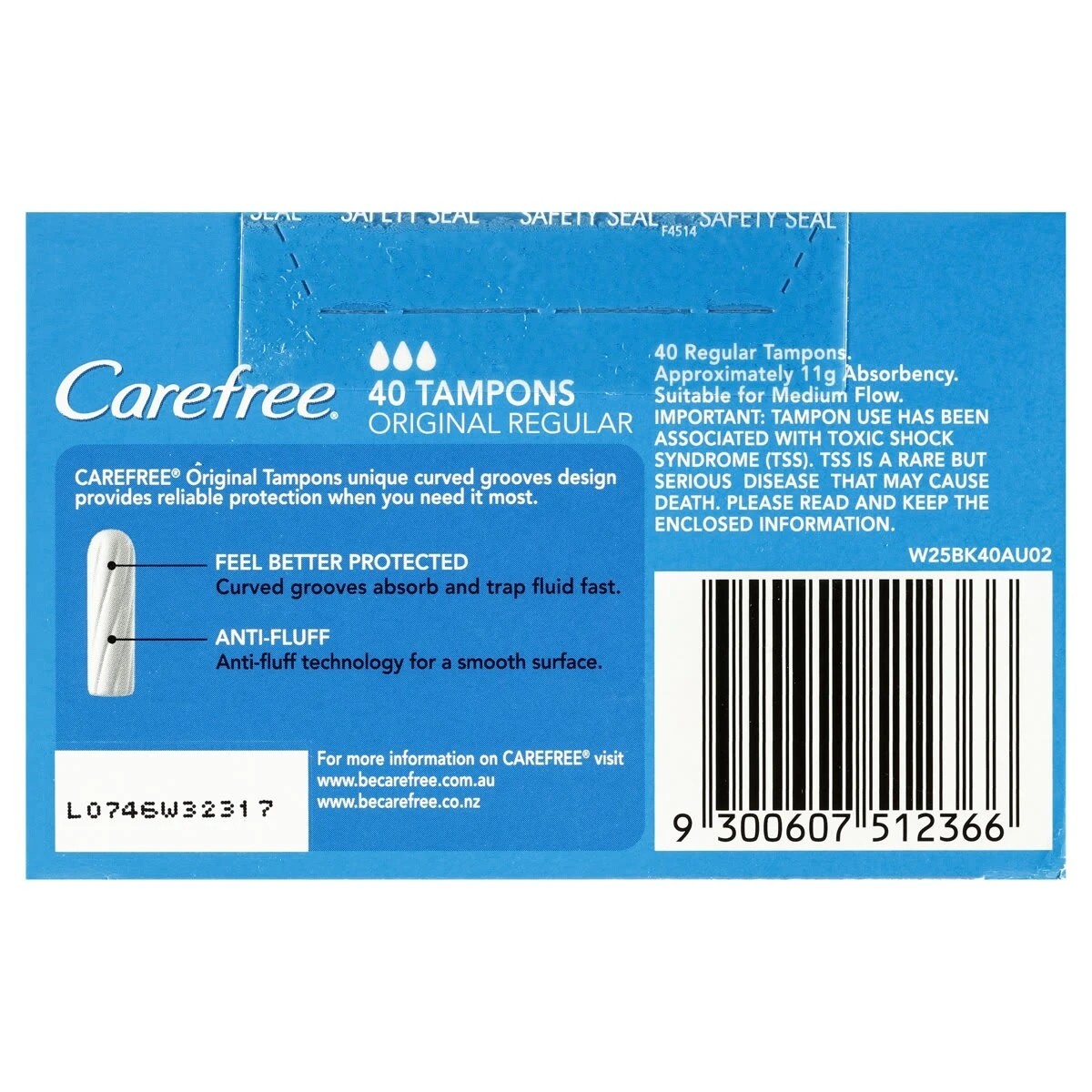 3 Carefree 40 Pack Original Tampons - Regular, 3 of 4