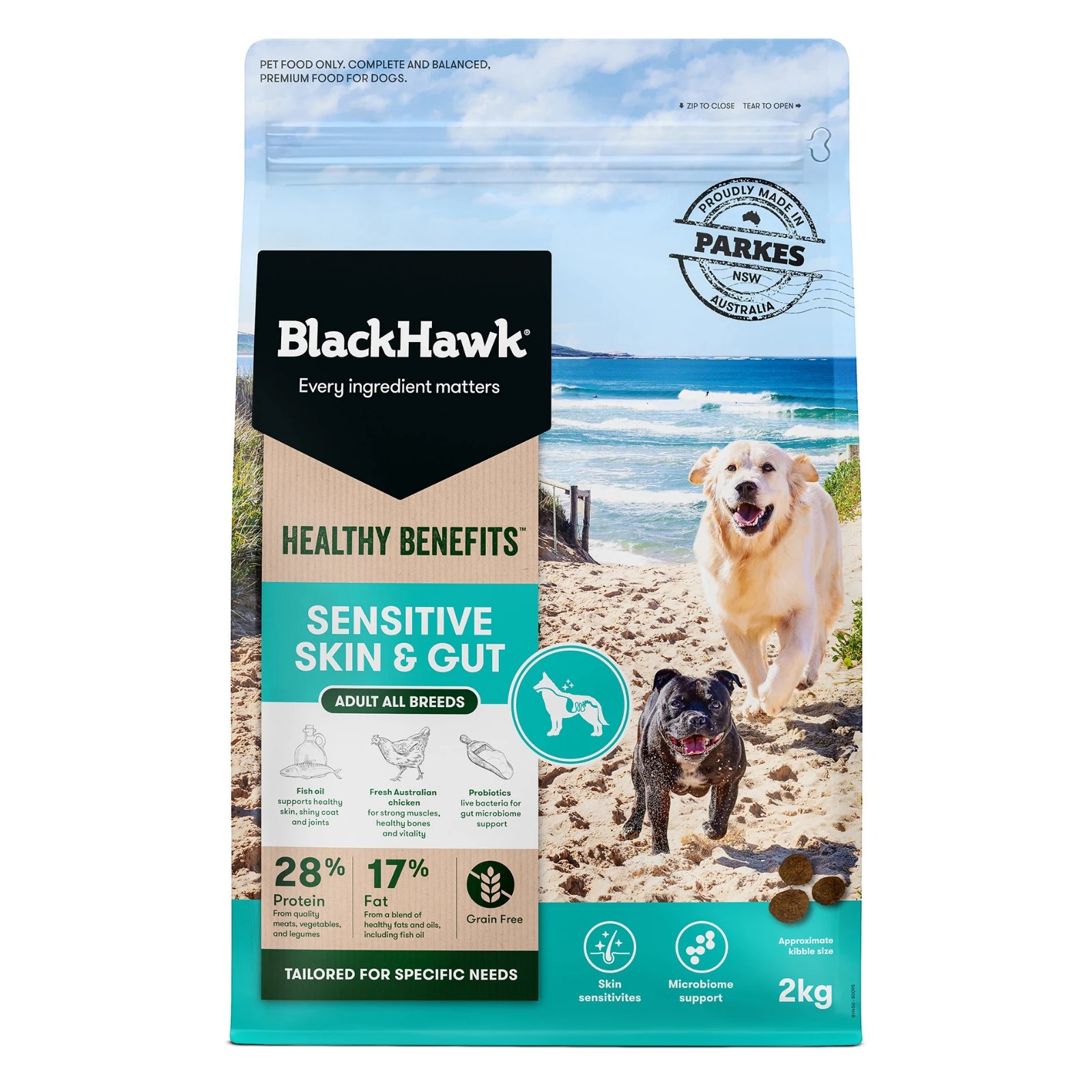 1 Black Hawk Healthy Benefits Sensitive Skin & Gut Adult Dog Dry Food - 2kg, 1 of 2