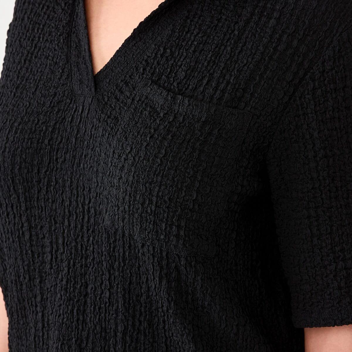 6 Short Sleeve Textured Polo Top BLACK, 6 of 6