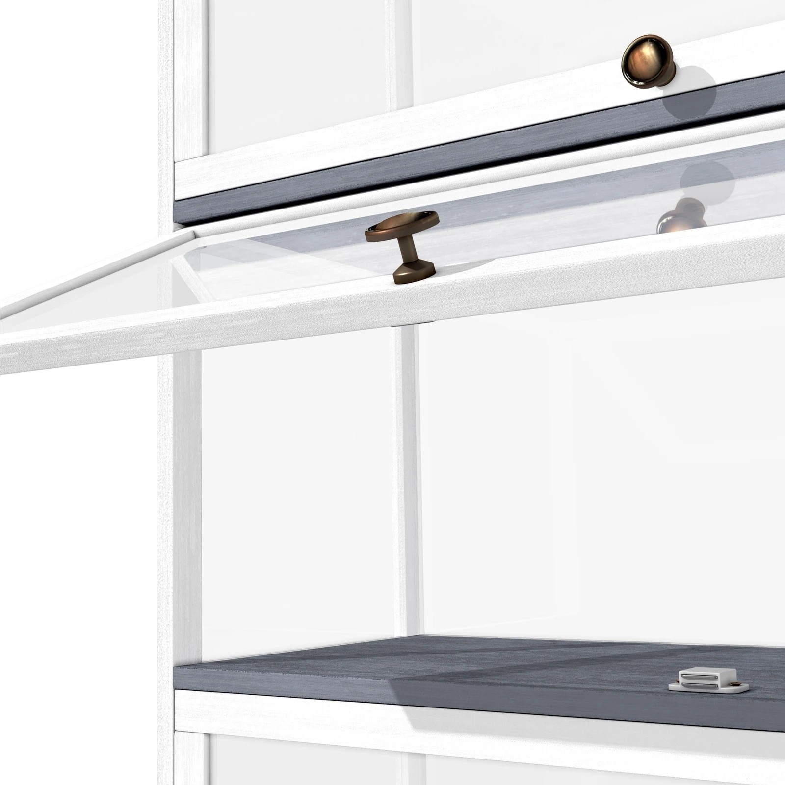 7 Oikiture Display Cabinet Storage 3-tier Shelves Clear Bookcase Stand Rack
 - White, 7 of 9