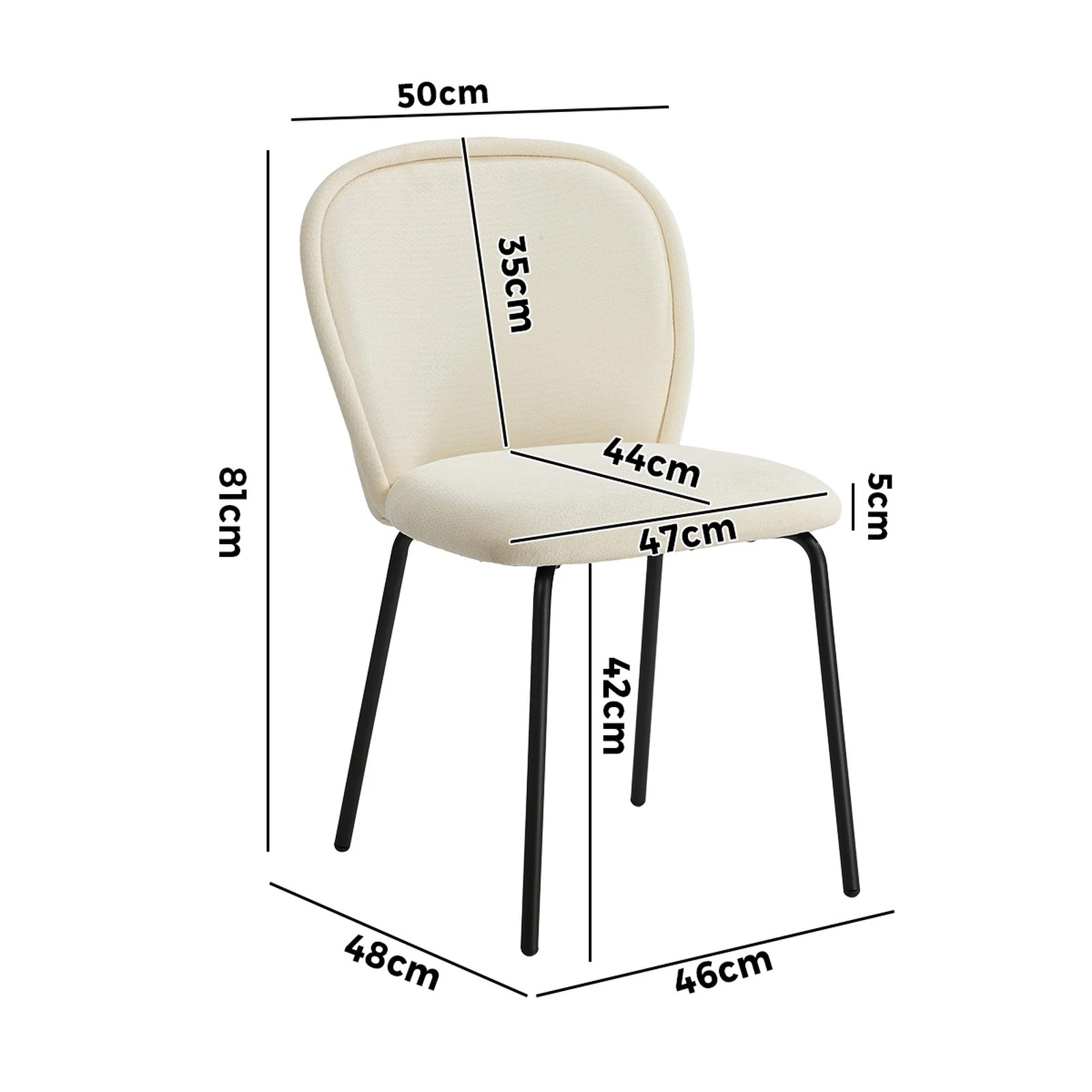 2 Oikiture 2x Dining Chairs Kitchen Accent Chairs Chenille Pad Metal Legs - Beige, 2 of 9
