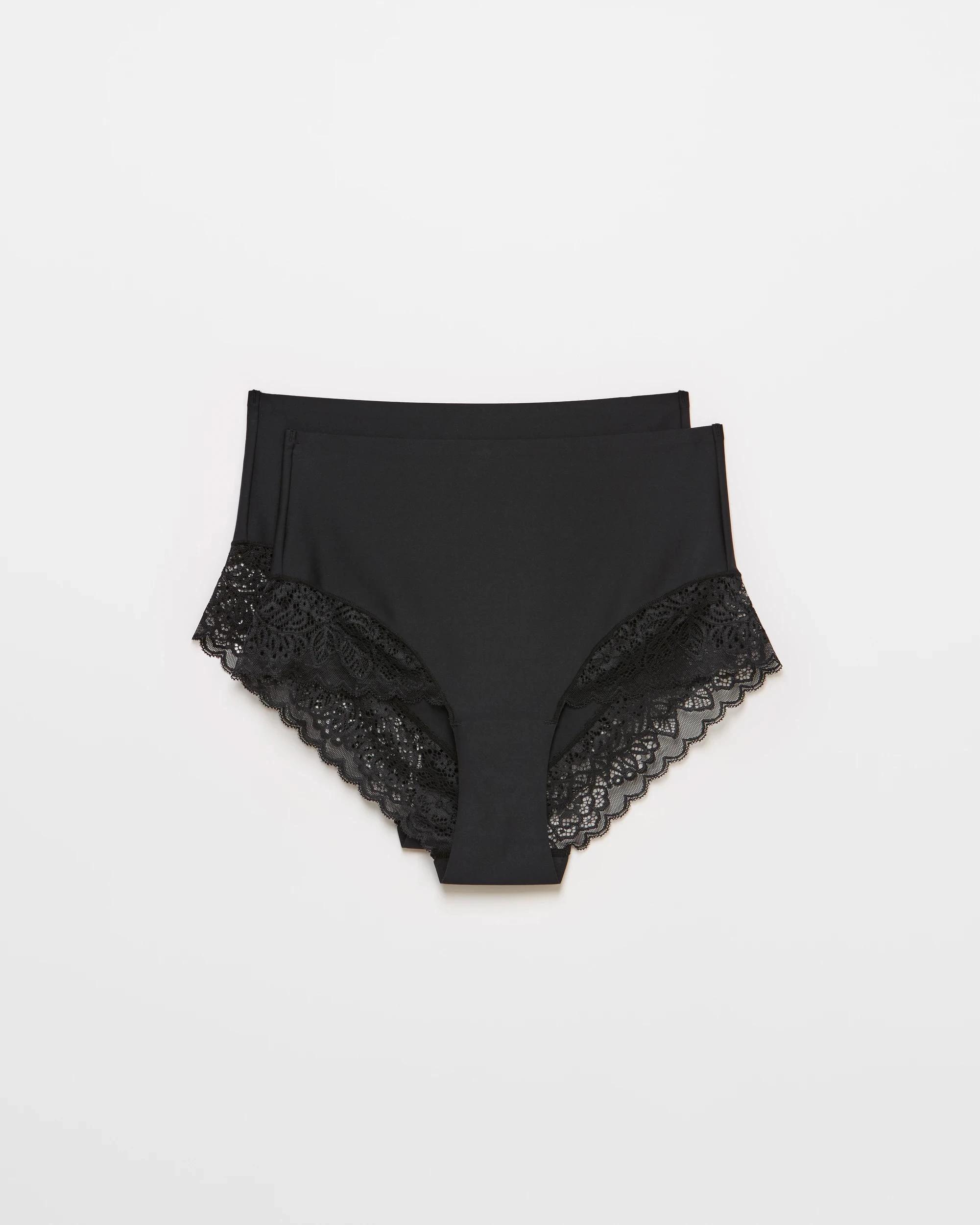 5 Target Woman Luna 2 Pack Smooth Touch Lace Bonded Waist Full Briefs BLACK, 5 of 5