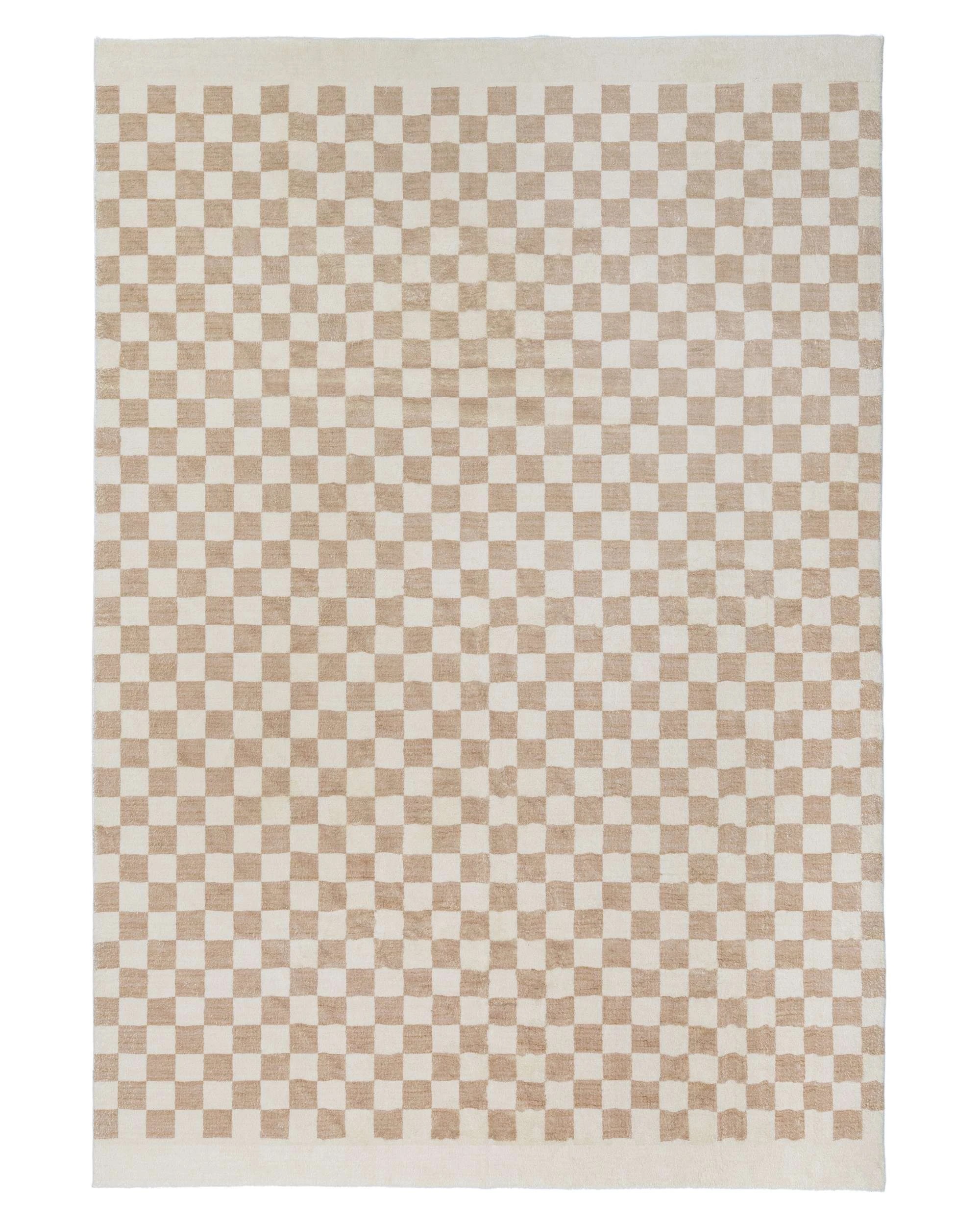 1 Loopsie Jazine Chequered Washable Rug-400cm x 300cm - White, 1 of 6