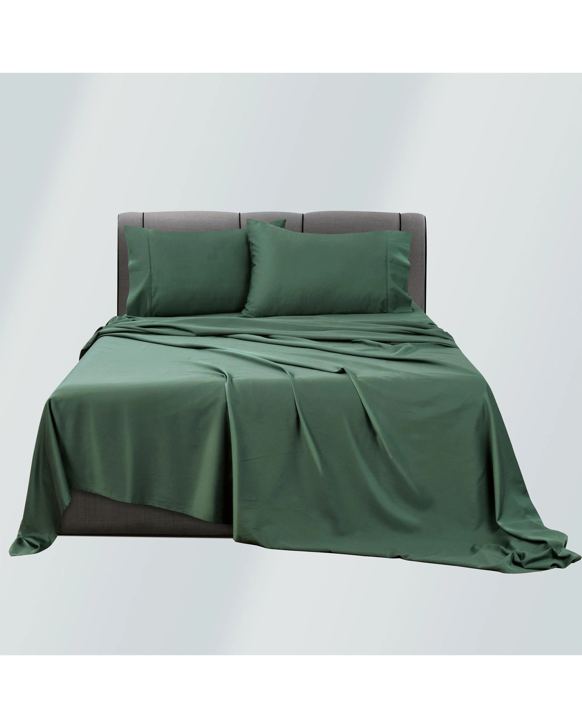2 Bianca Bedding Rosebank Extra Long Extra Wide Flat 500 Tc Bamboo Cotton Sheet Set - Green - Split King, 2 of 10