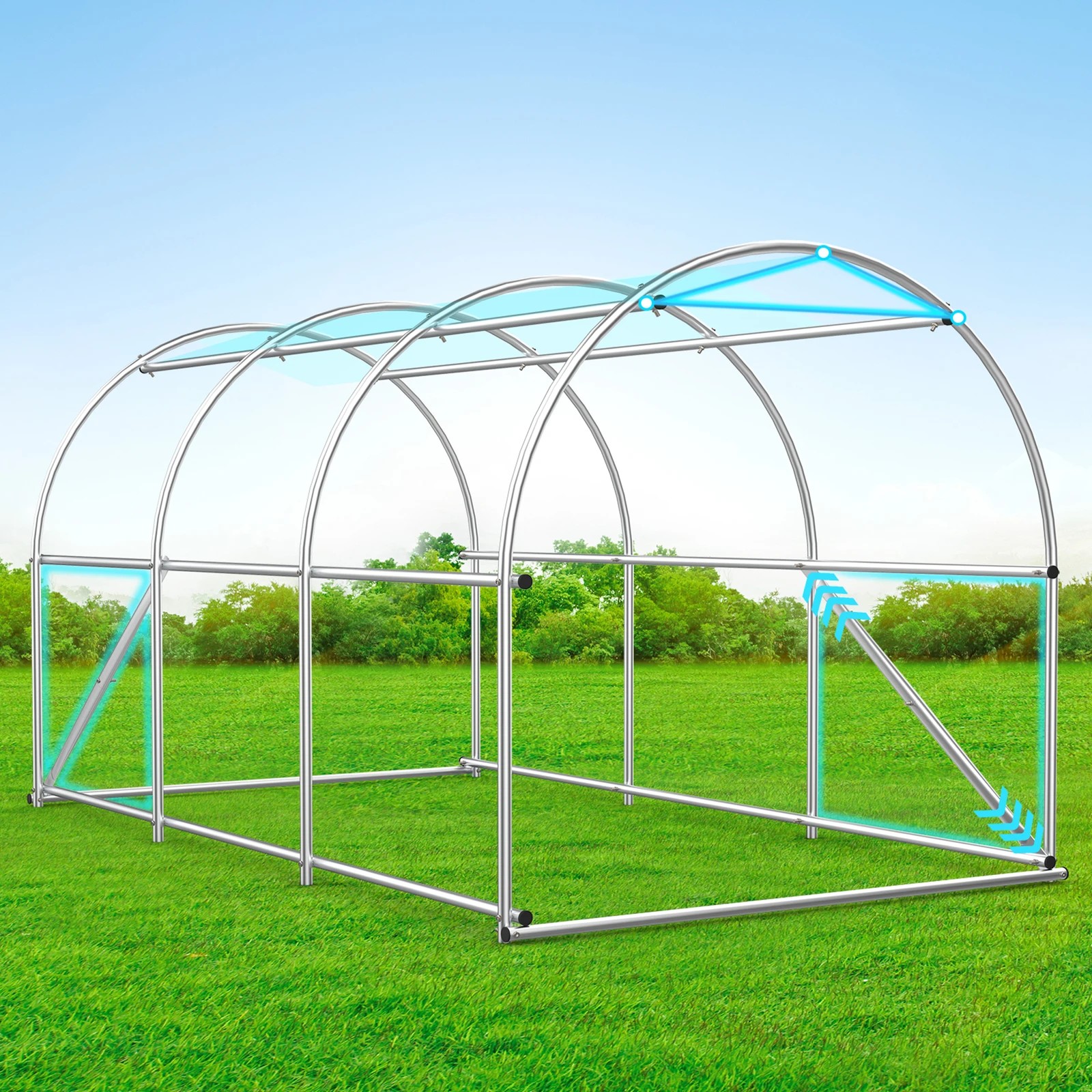 4 Alfordson Greenhouse Dome Shed Green House 3x2x2M - Green, 4 of 6