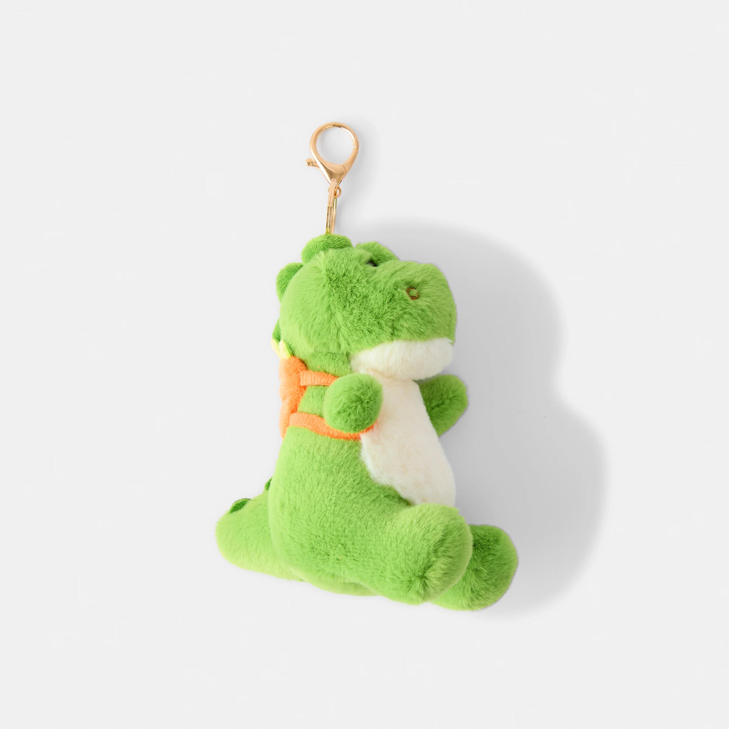 1 Fluffy Dino Charm Keyring - Gold Tone and Green Silver, 1 of 3