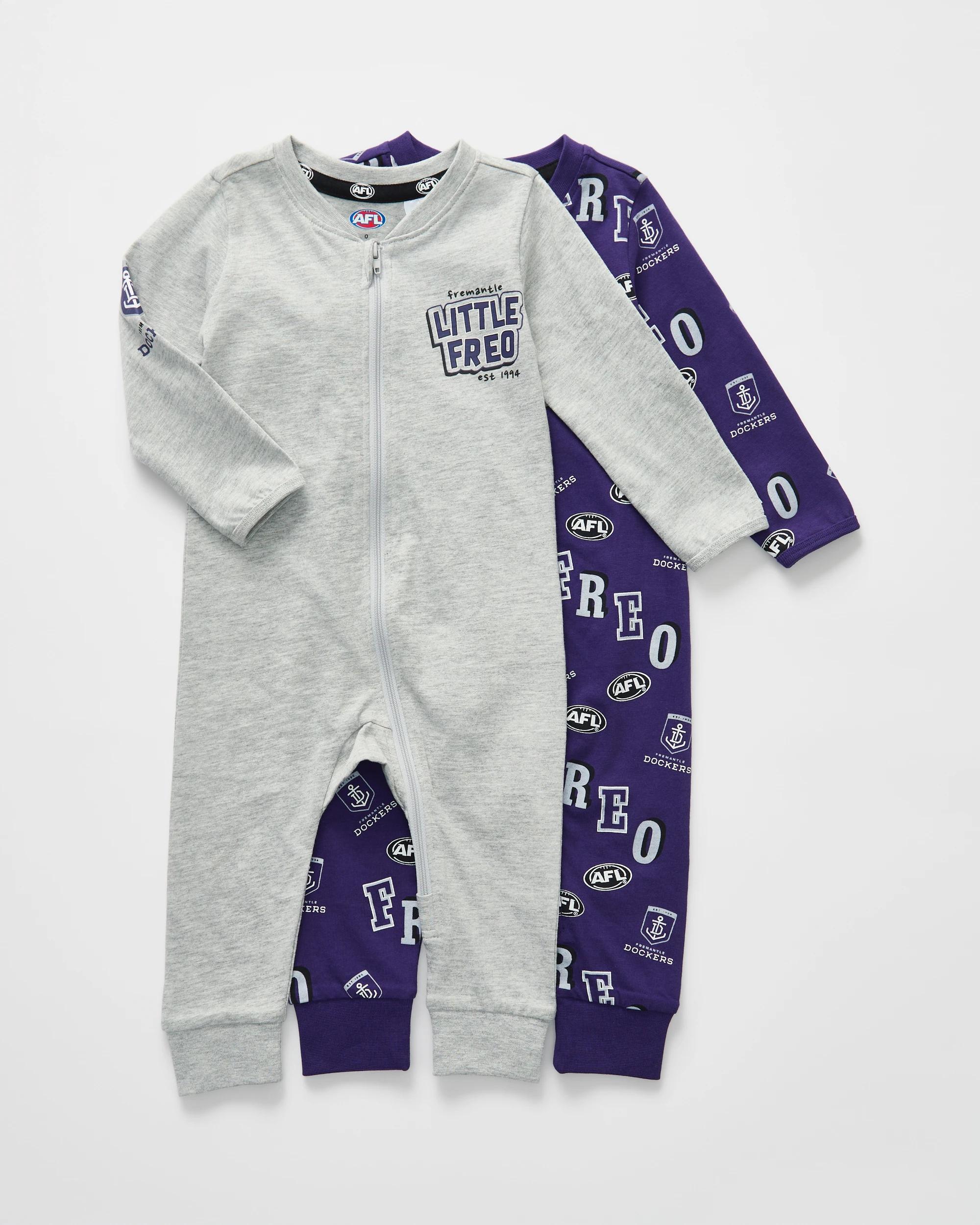 1 2 Pack Official AFL Baby Coveralls Fremantle, 1 of 7