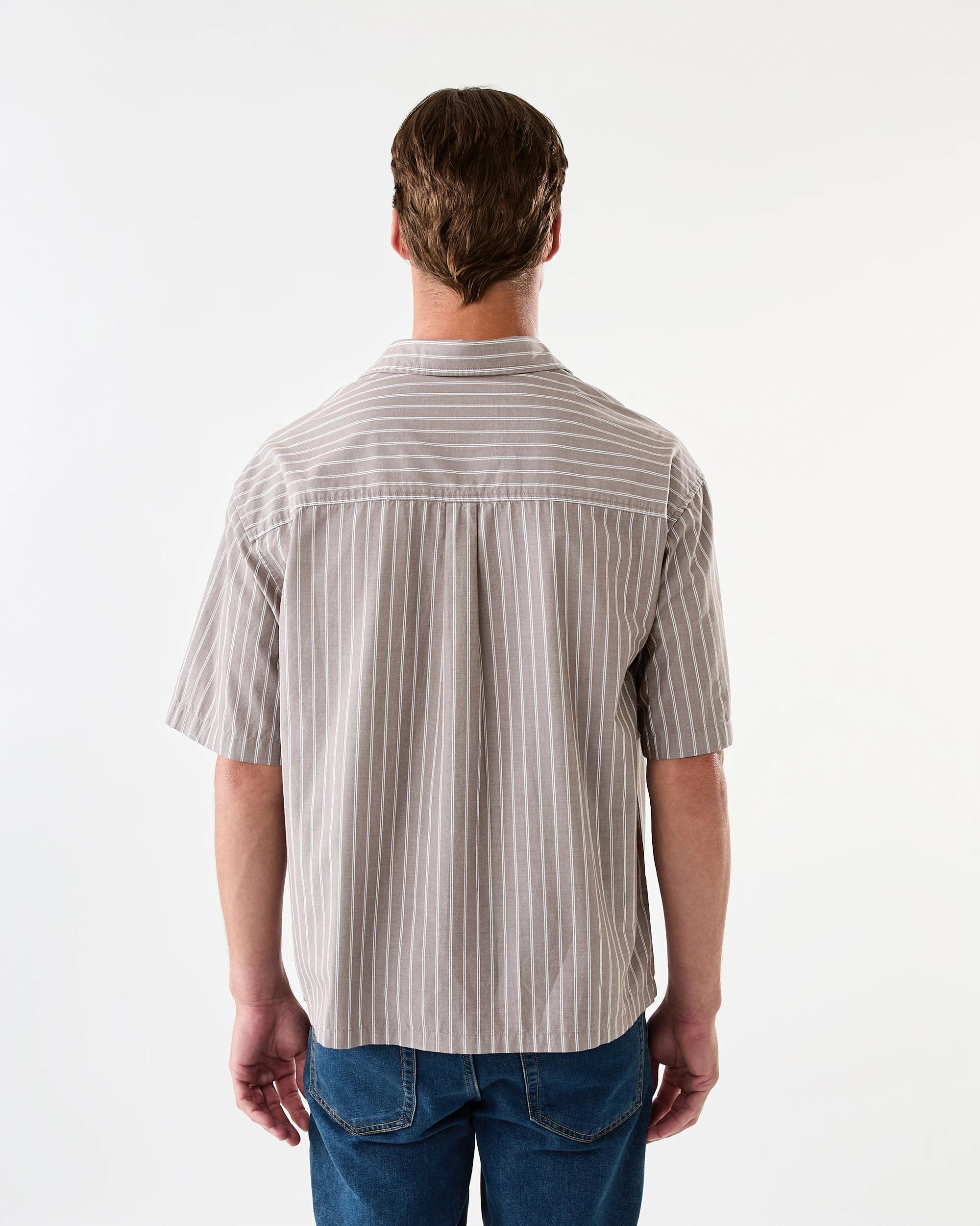 3 Short Sleeve Boxy Poplin Stripe Shirt Brn Stripe, 3 of 7