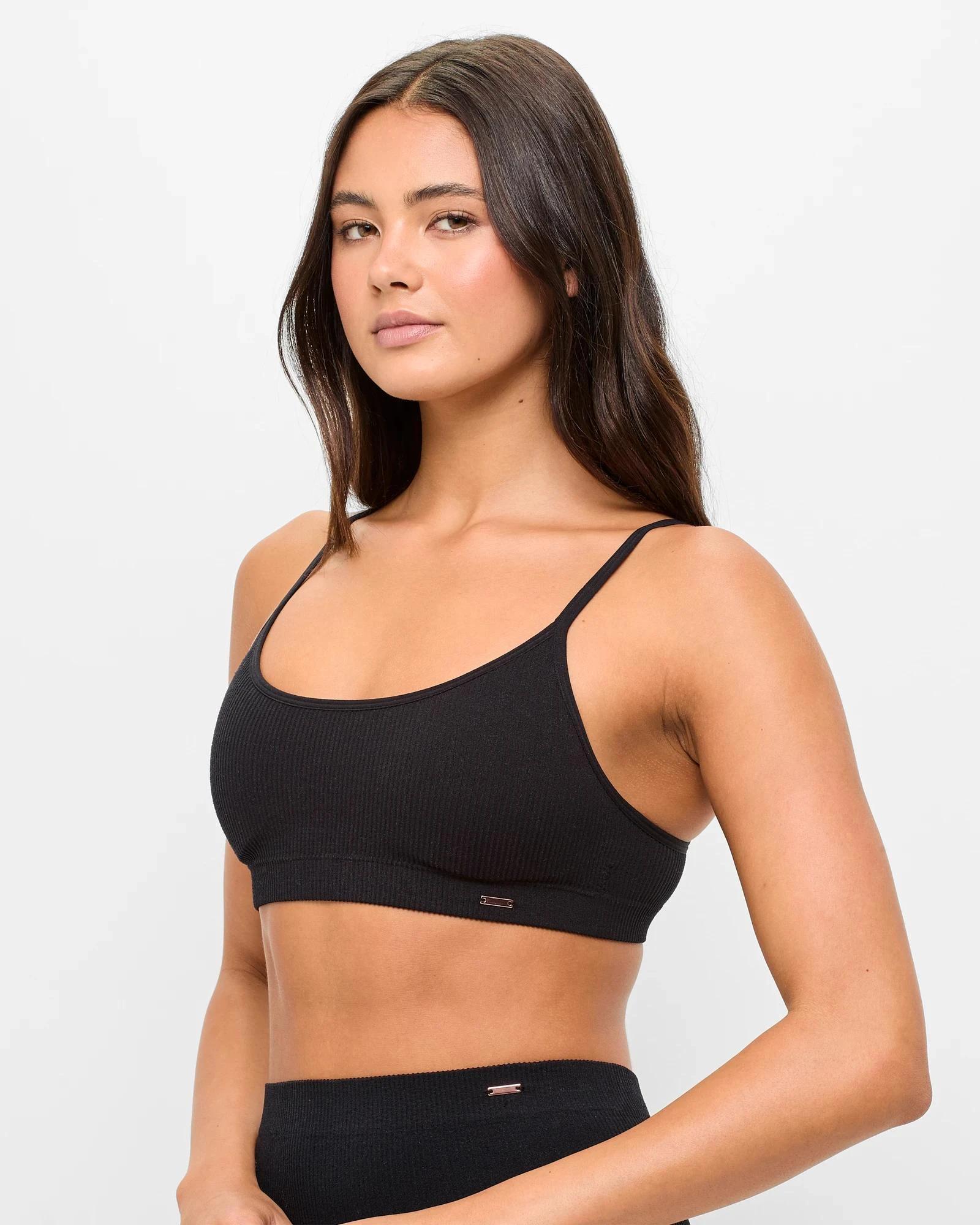 3 Lily Loves Ribbed Seamfree Strappy Crop Top BLACK, 3 of 4