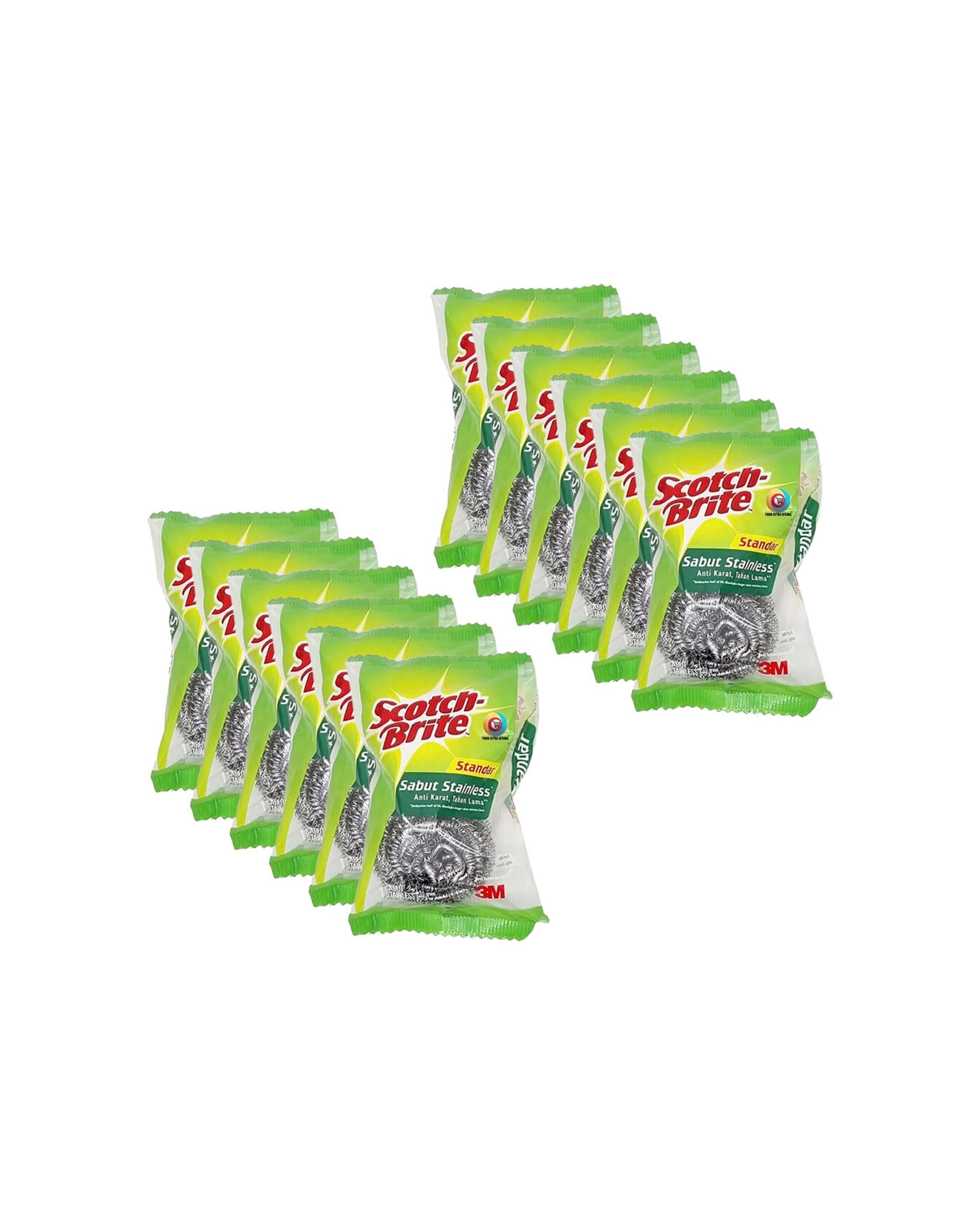 1 Scotch 12PK Stainless Steel Scrubbing Pad Durable Heavy Duty Cleaning - Metallic, 1 of 2