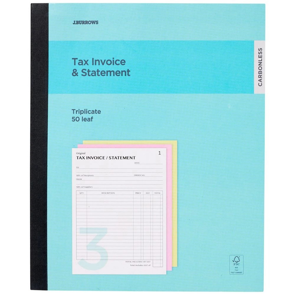 1 J.Burrows Cbnless Triplicate Tax Invoice/Statement Book 50Lf, 1 of 1