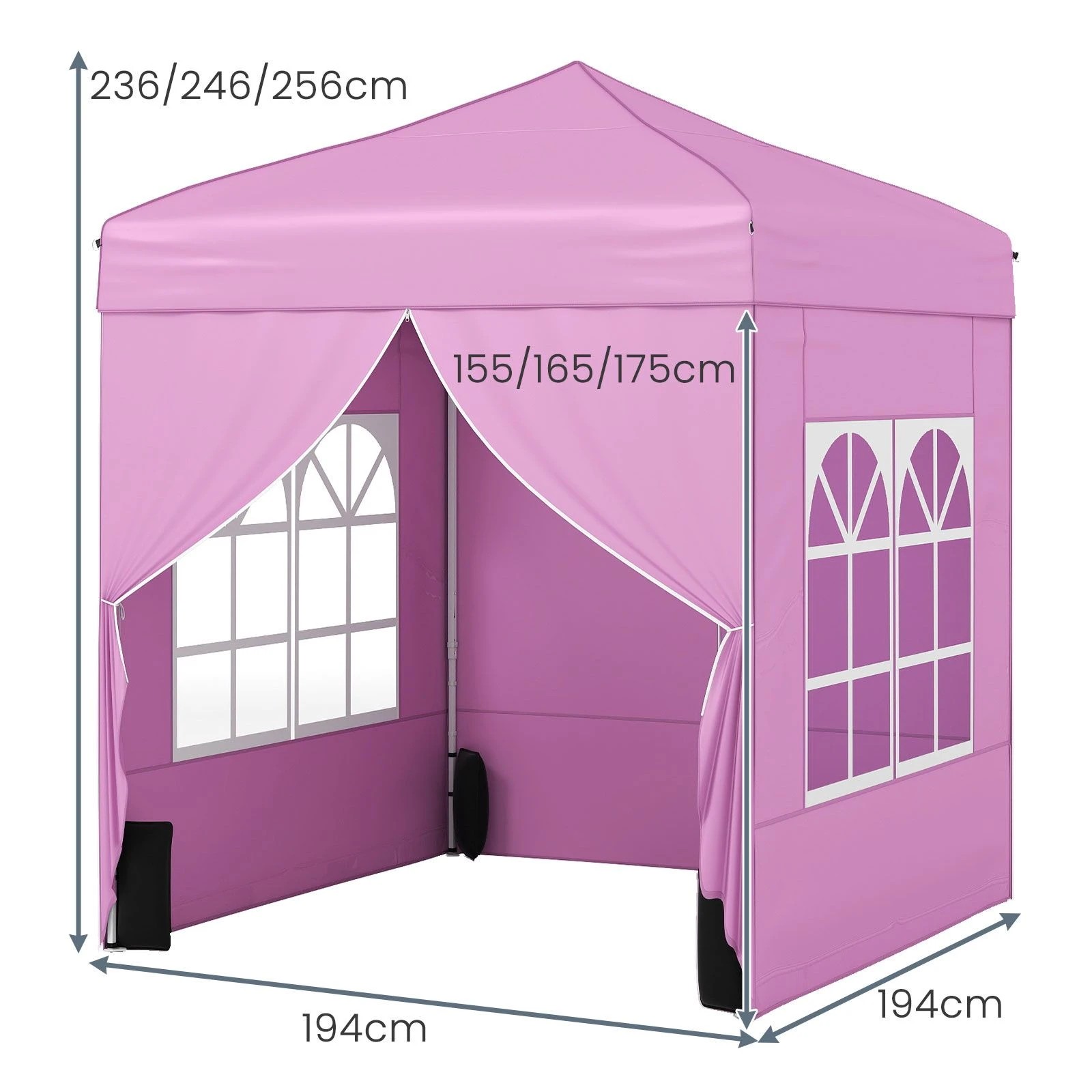 2 Costway 2x2M Pop up Canopy Tent Gazebo w/4 Sidewall - Pink, 2 of 3