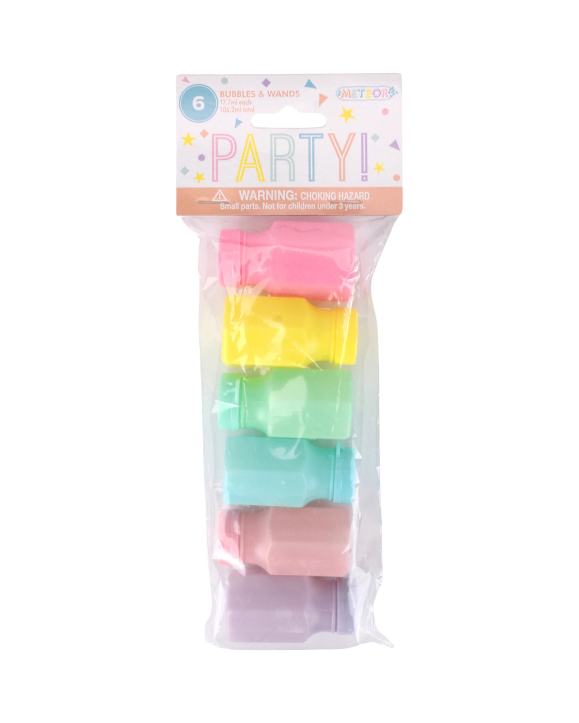 3 Meteor Mini Pastel Bubble Bottles Pack of 6 - Multi, 3 of 4