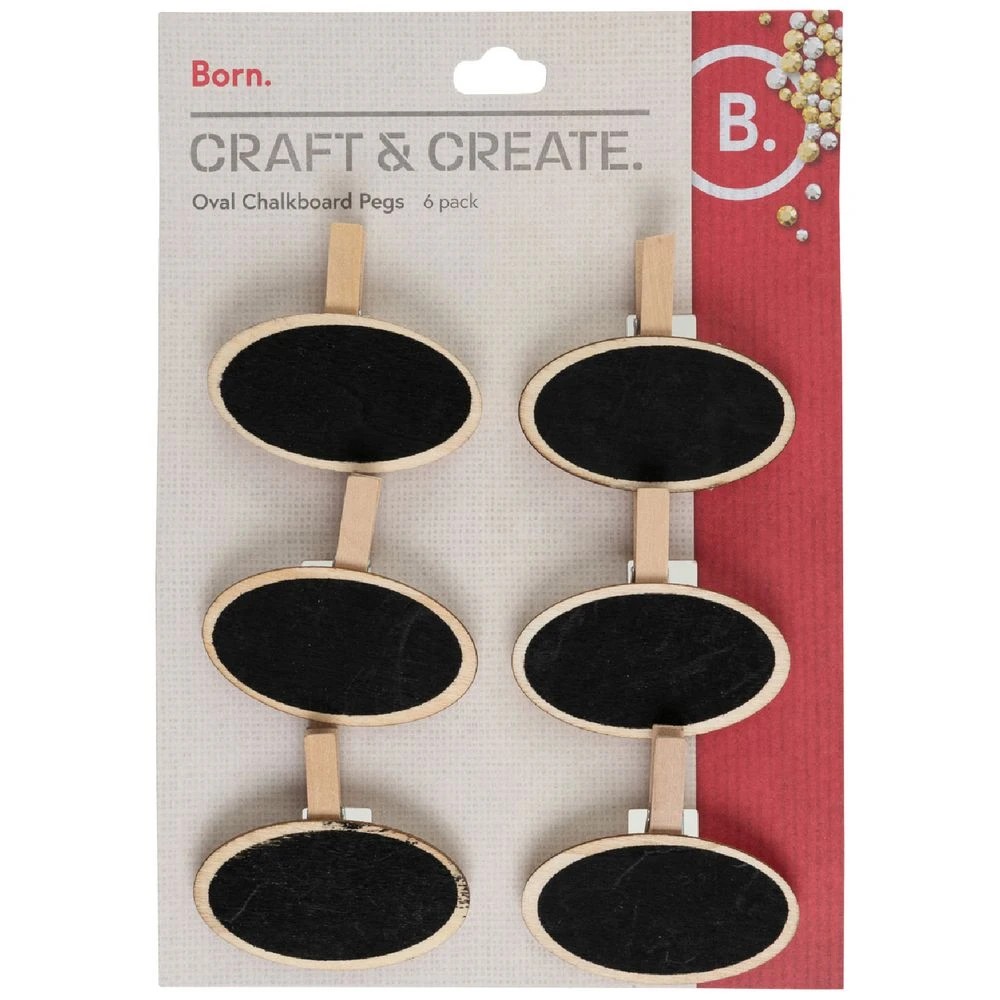1 Born Wooden Pegs with Label 6 Pack, 1 of 2