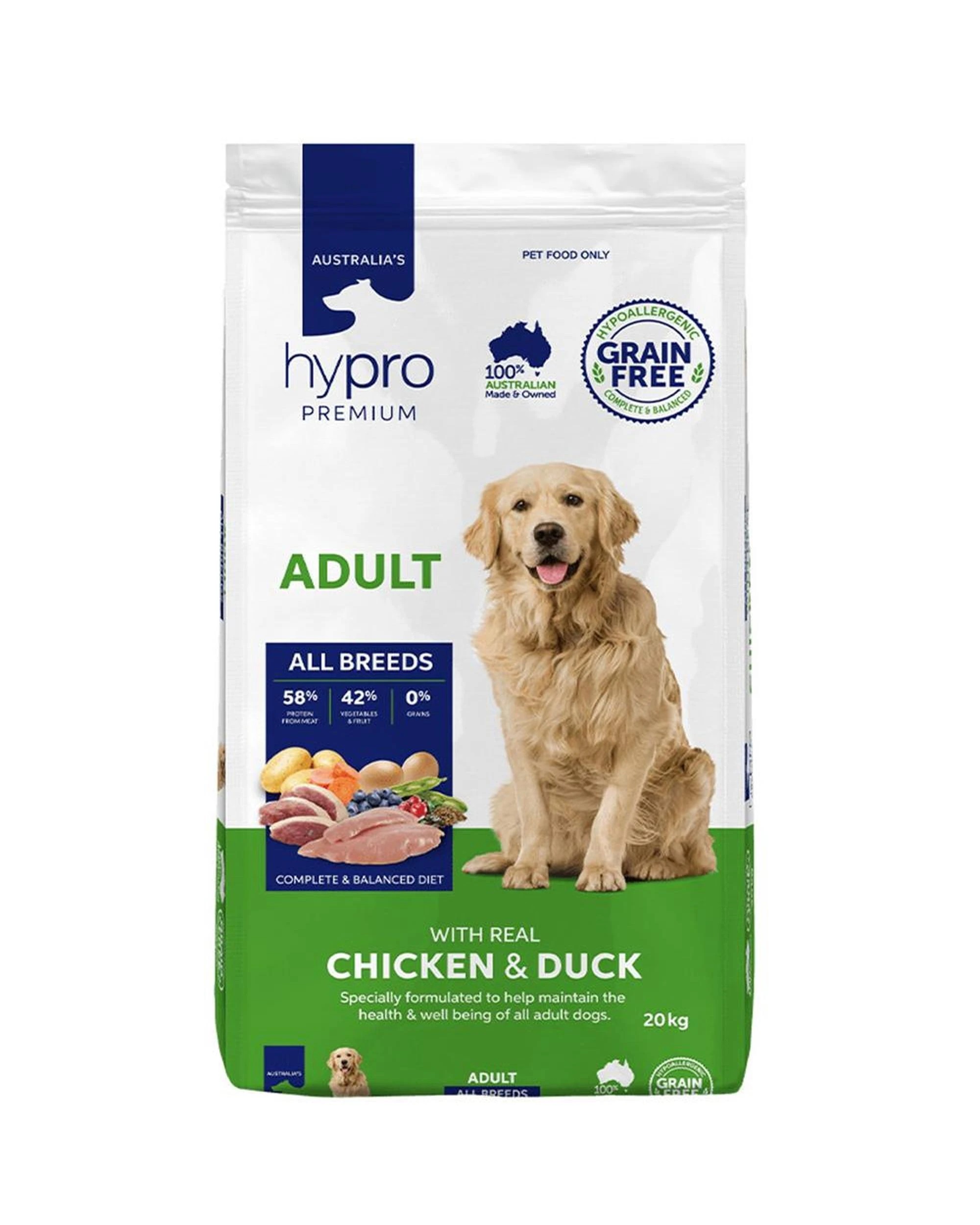 1 Hypro Premium Adult All Breeds Dry Dog Food Real Chicken & Duck 20kg, 1 of 1