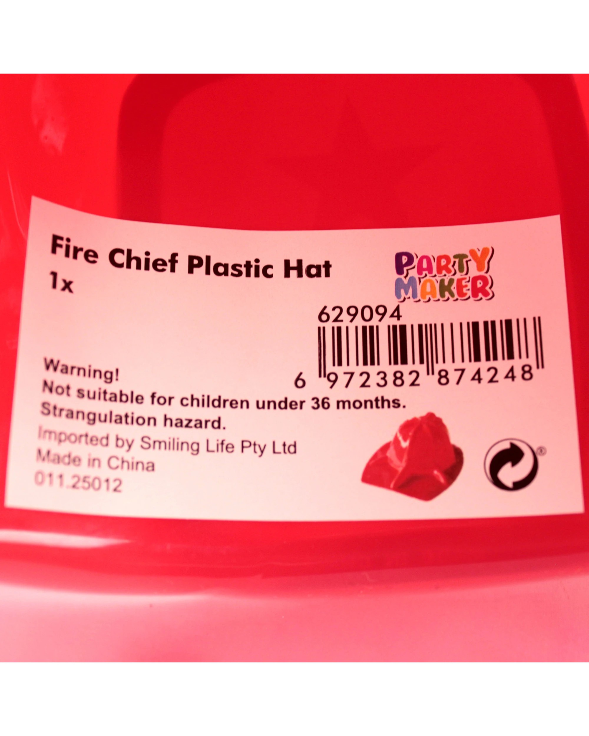 3 Partyrama Kids Red Plastic Fire Chief Hat - Red, 3 of 3