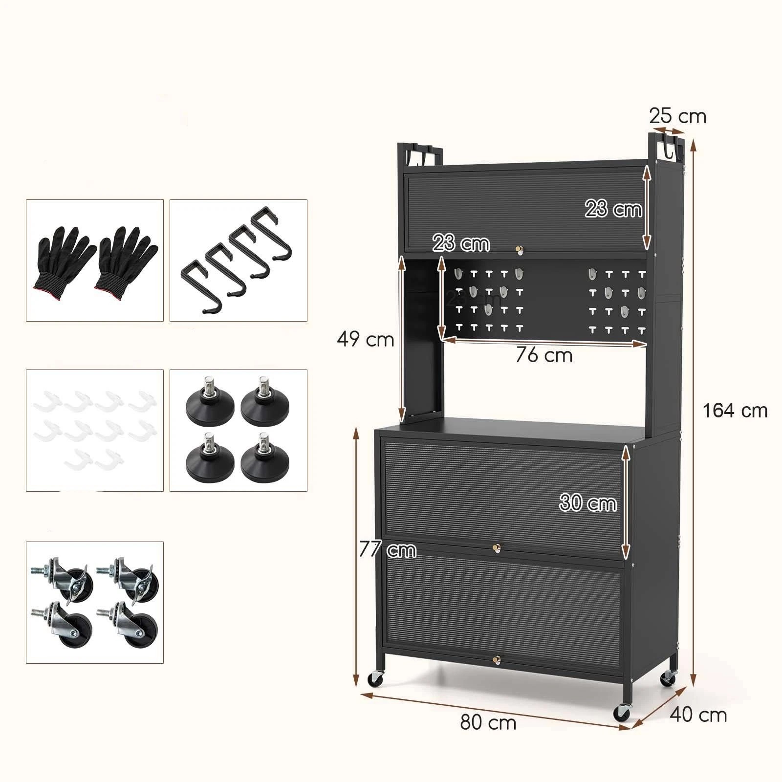 3 Costway 5-Tier Kitchen Bakers Rack w/Wheels Black, 3 of 4
