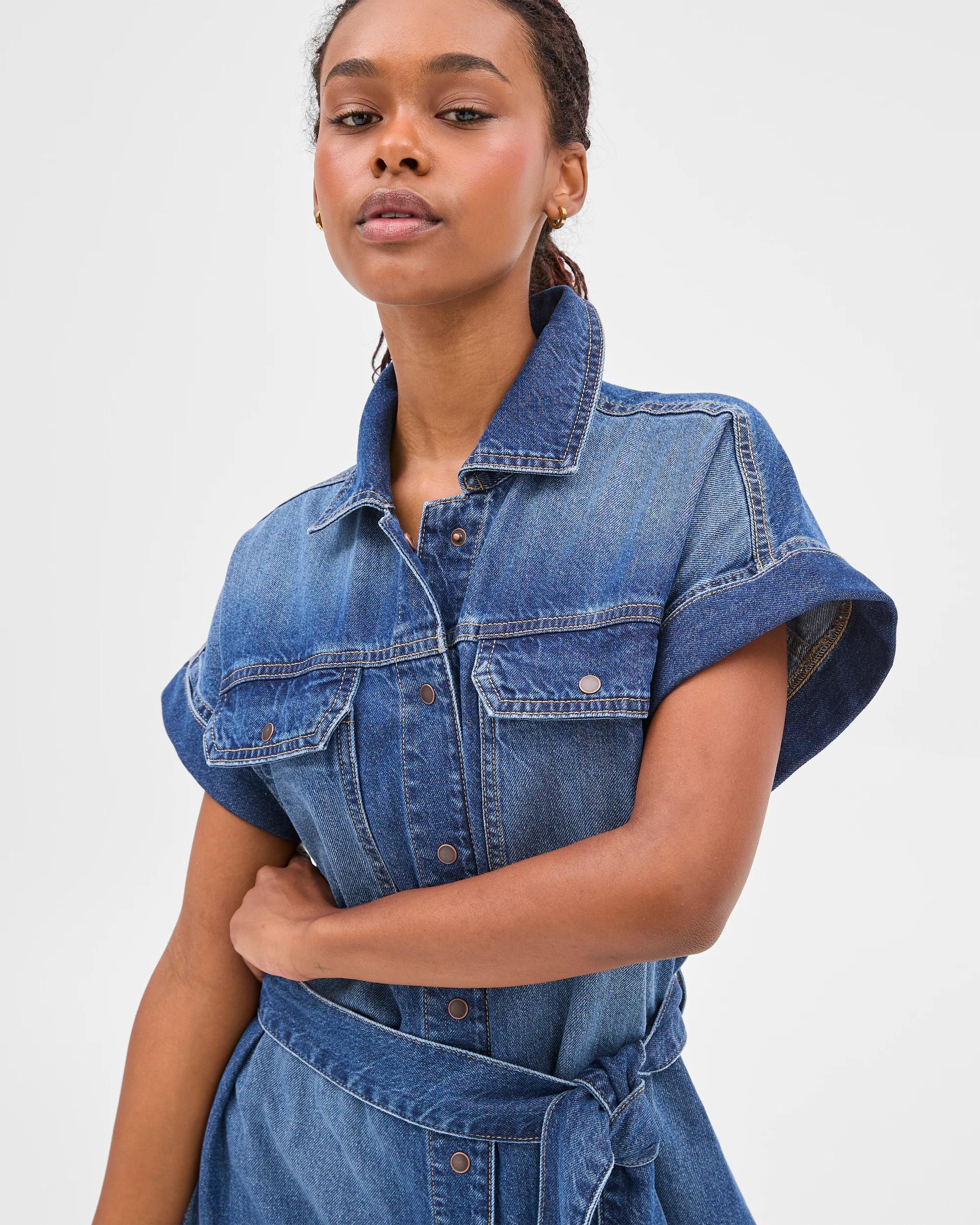 7 Target Petites Midi Denim Shirt Dress MEDITERRANEAN BLUE, 7 of 7