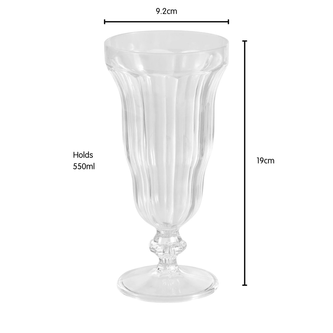 2 Lemon & Lime Clear Acrylic Milkshake Glass 550ml, 2 of 2