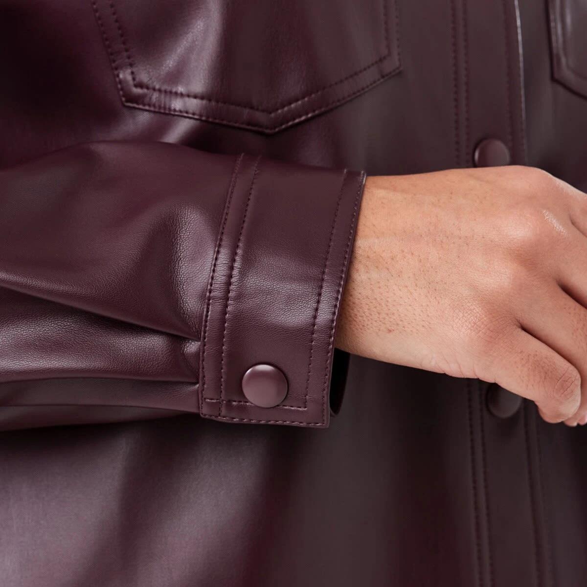 8 Long Sleeve Faux Leather Shirt Mulberry, 8 of 8