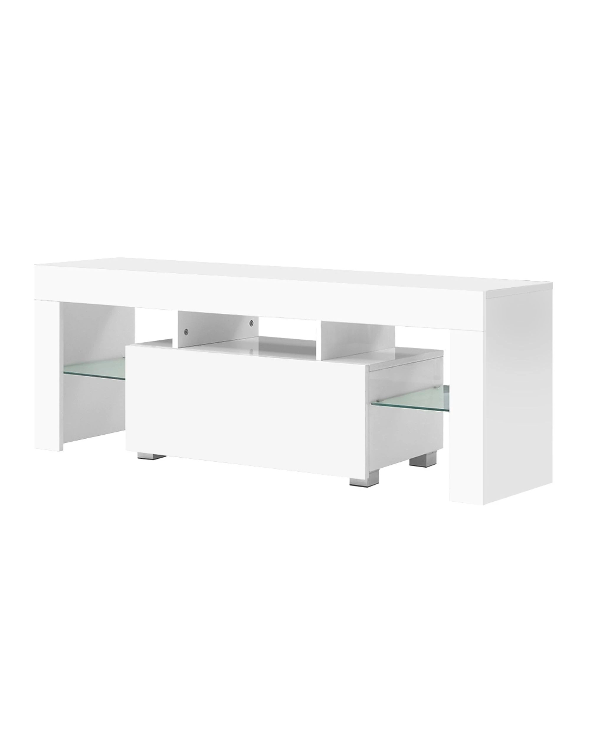 1 Artiss Entertainment Unit TV Cabinet LED 130cm - White, 1 of 8