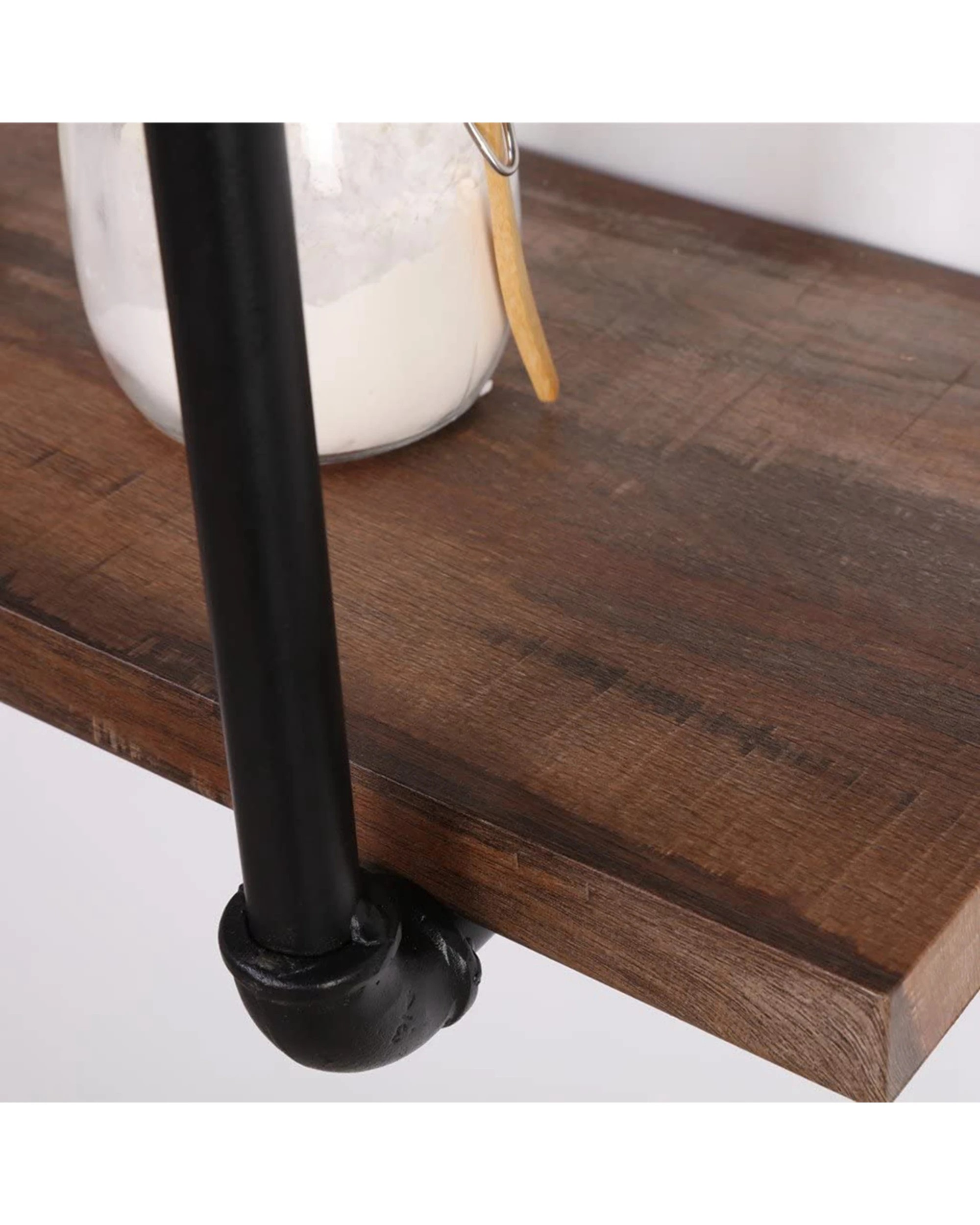 4 IHOMDEC 2 Tier Pipe Wall Shelf - Brown, 4 of 5