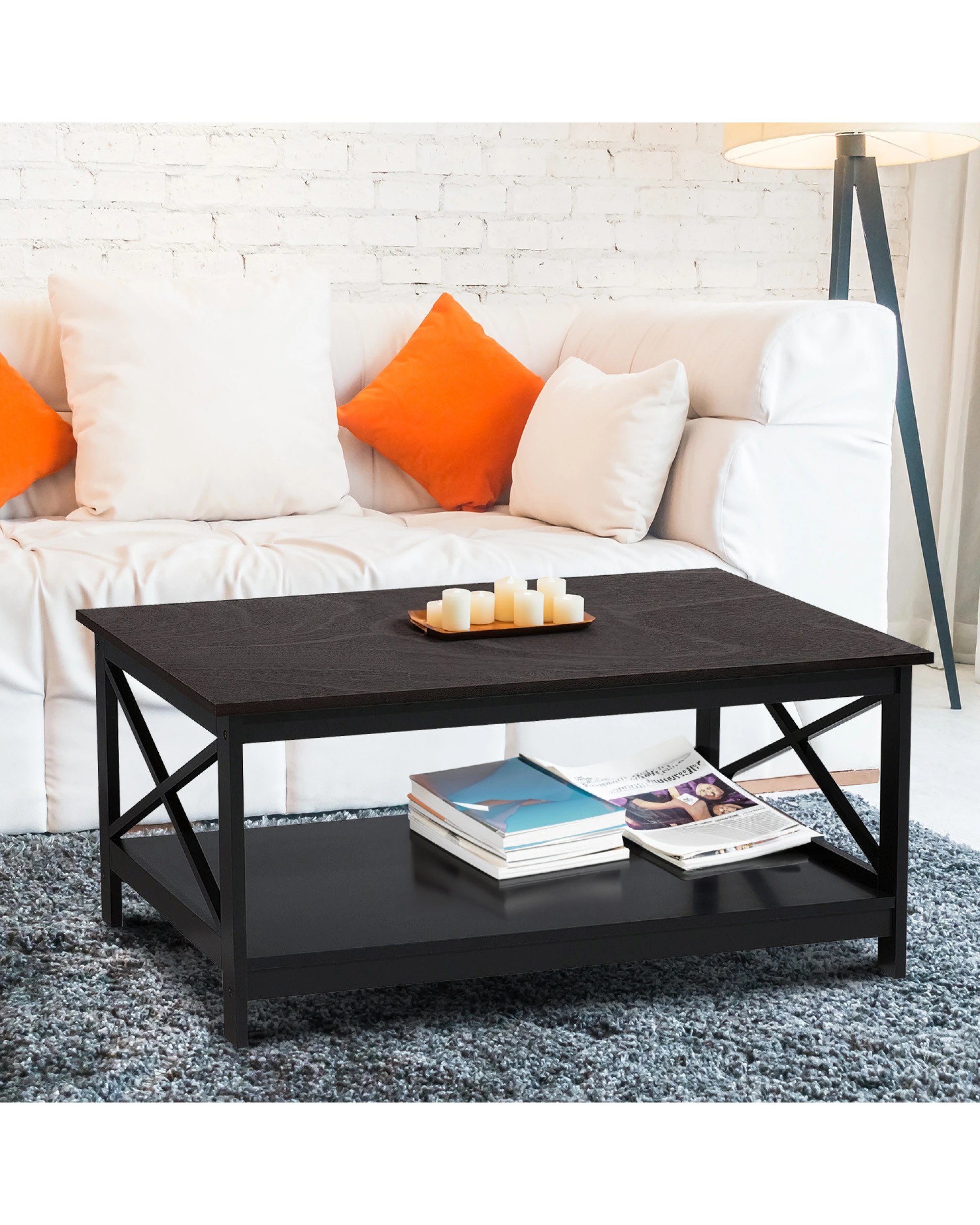9 Sarantino Irene Black Cross Coffee Table, 9 of 9