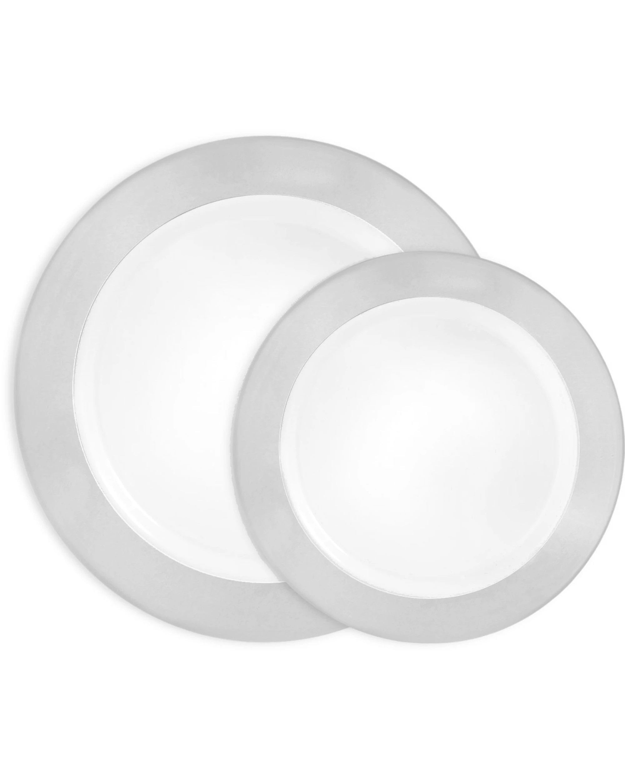 1 Amscan Metallic Border Premium Plate Set For 10 Guests - Silver - Silver, 1 of 2