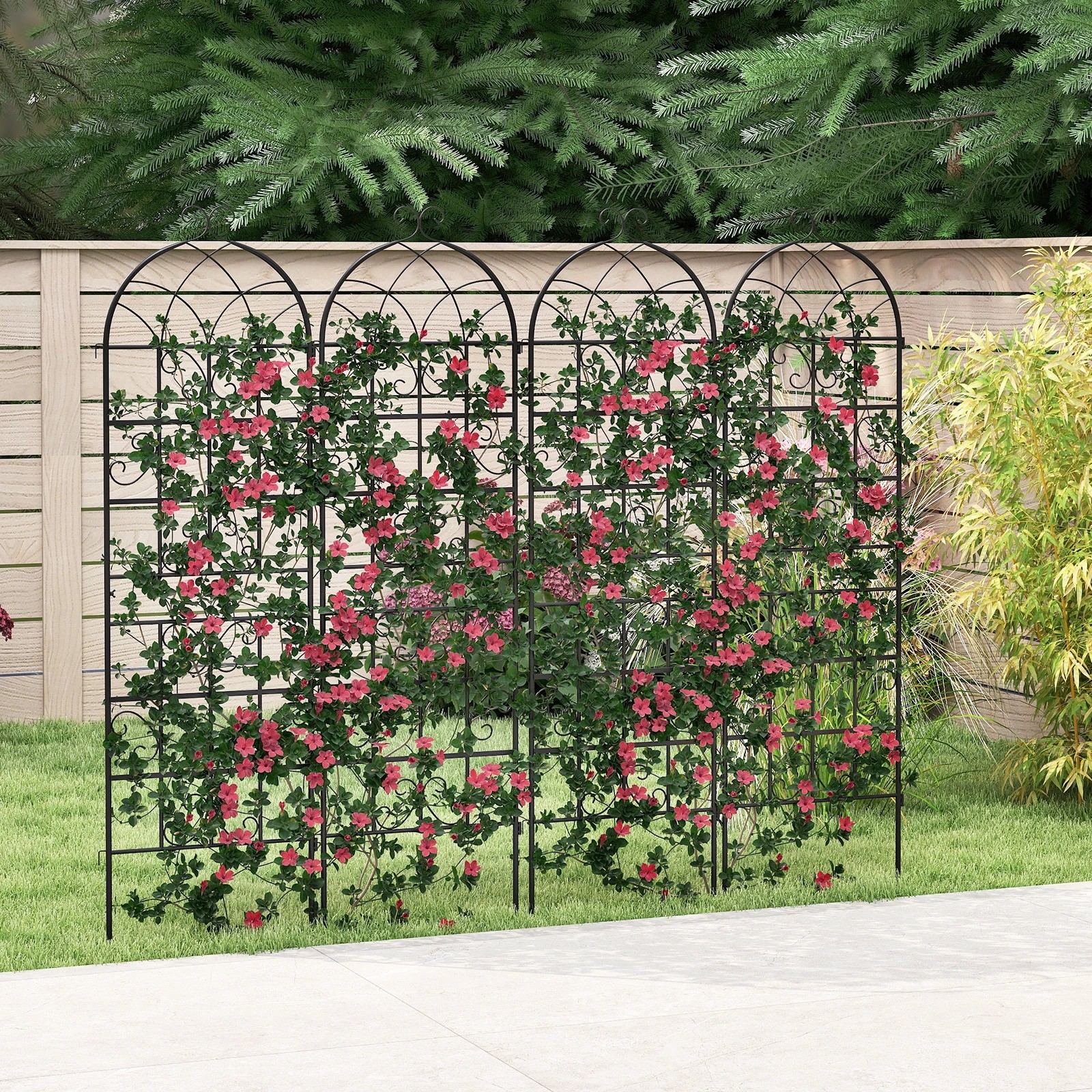 3 Costway 4x Metal Garden Trellis 50x180cm Outdoor Trellis Climbing Plant Stand Fence - Black, 3 of 4
