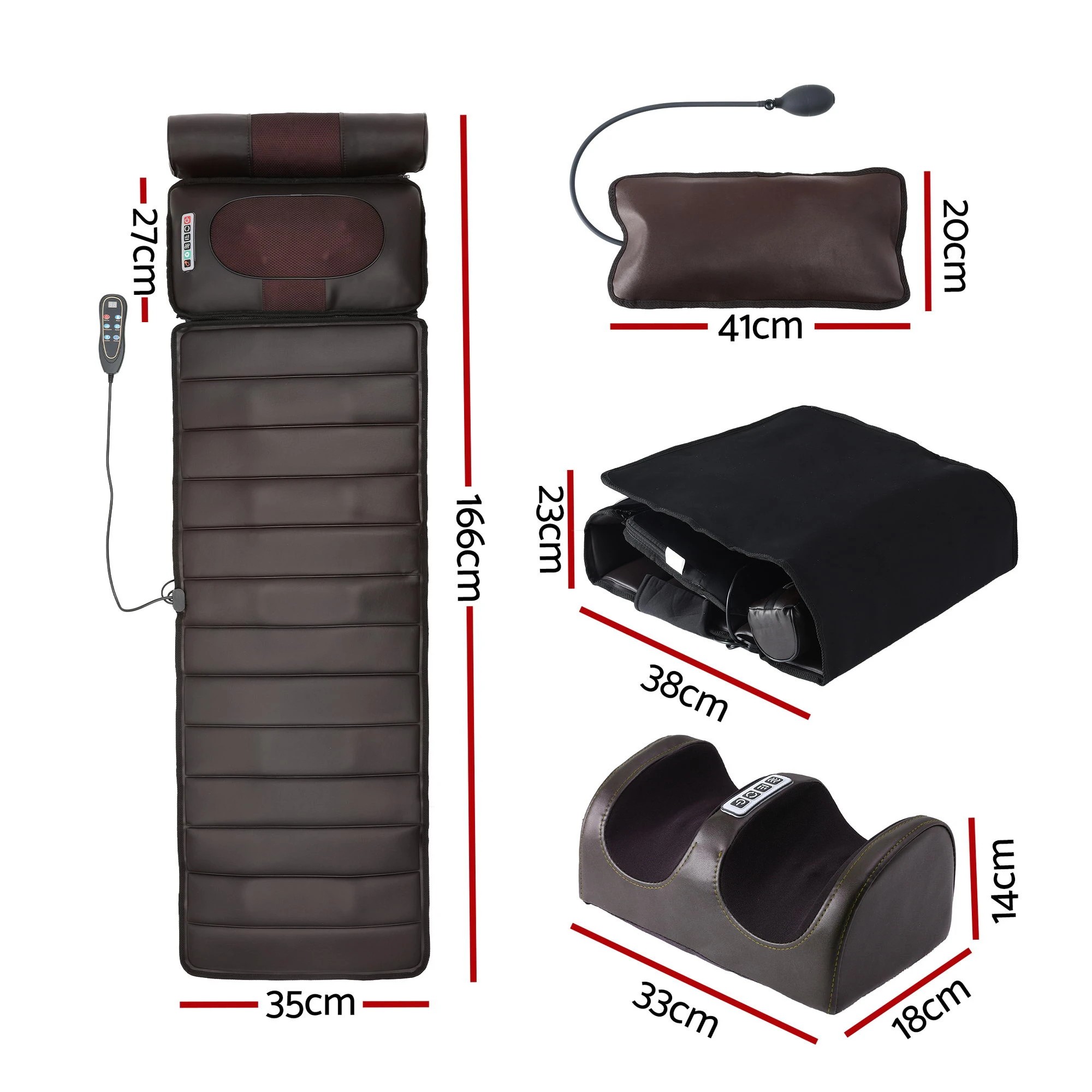 2 Livemor Massage Mat Kneading Neck Foot Massager Heated Vibration Airbag Mattress - Brown, 2 of 3